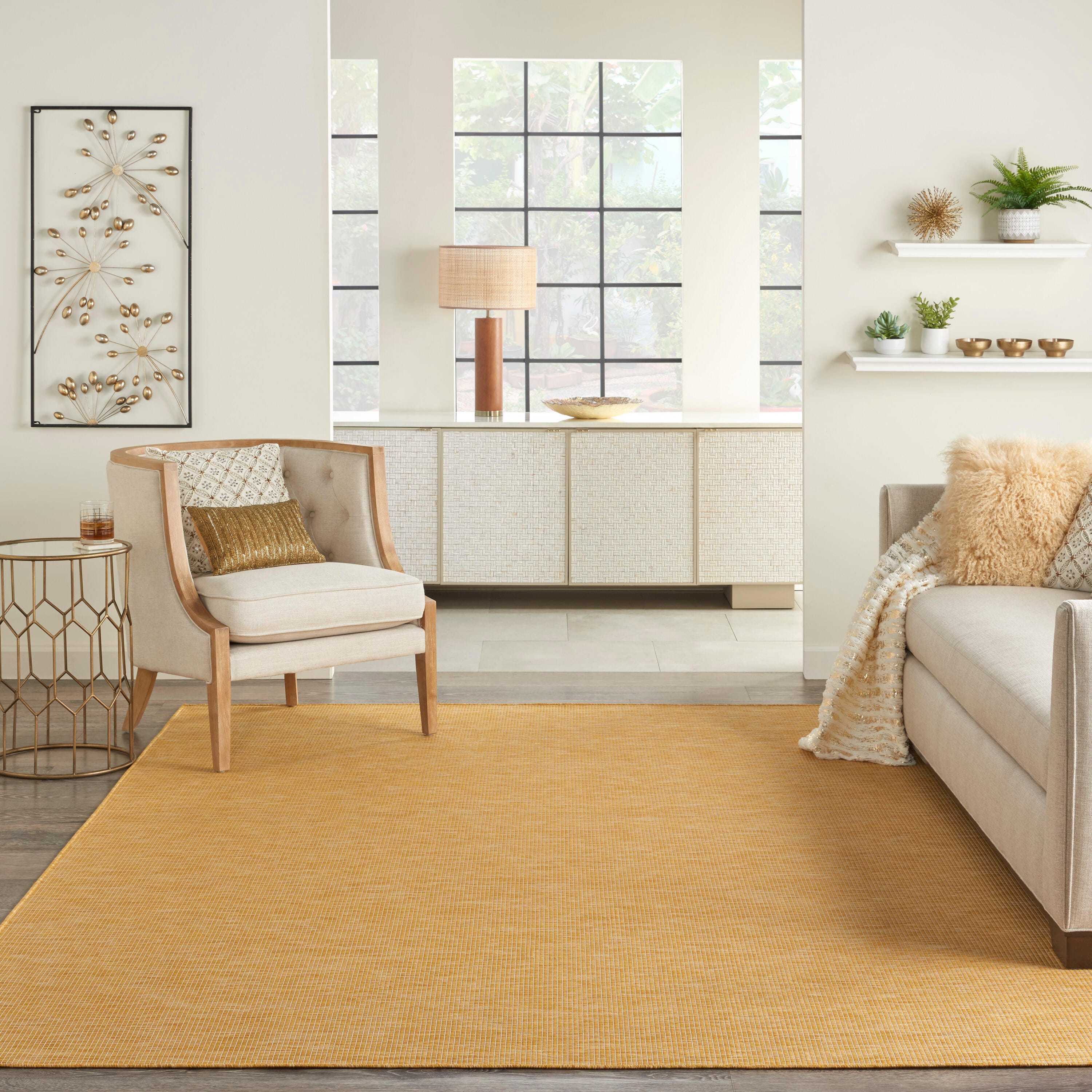Nourison Home Patio Pop Indoor/Outdoor Solid 10' x 14' Area Rug, Yellow, rollover