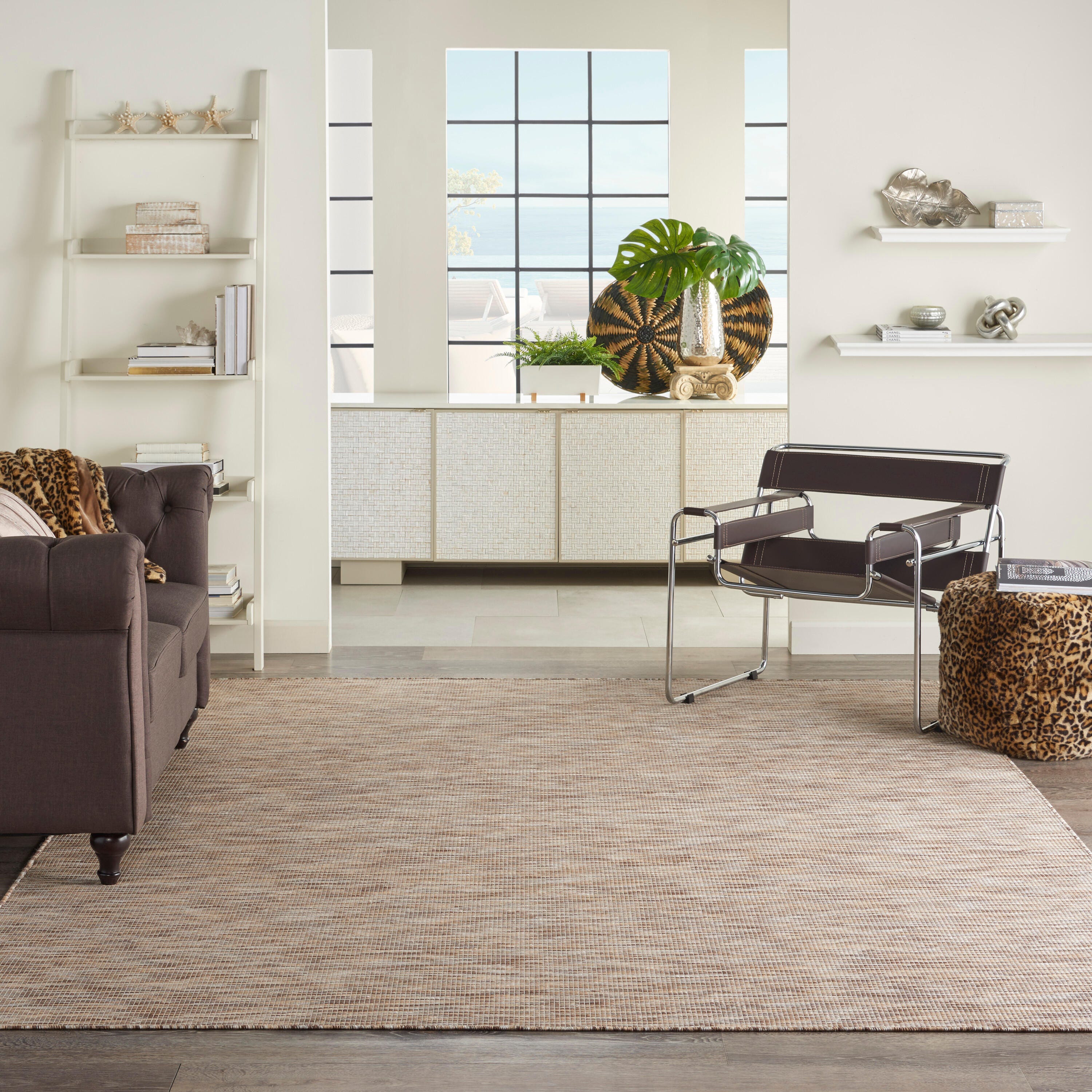 Nourison Home Patio Pop Indoor/Outdoor Solid 10' x 14' Area Rug, Beige, rollover