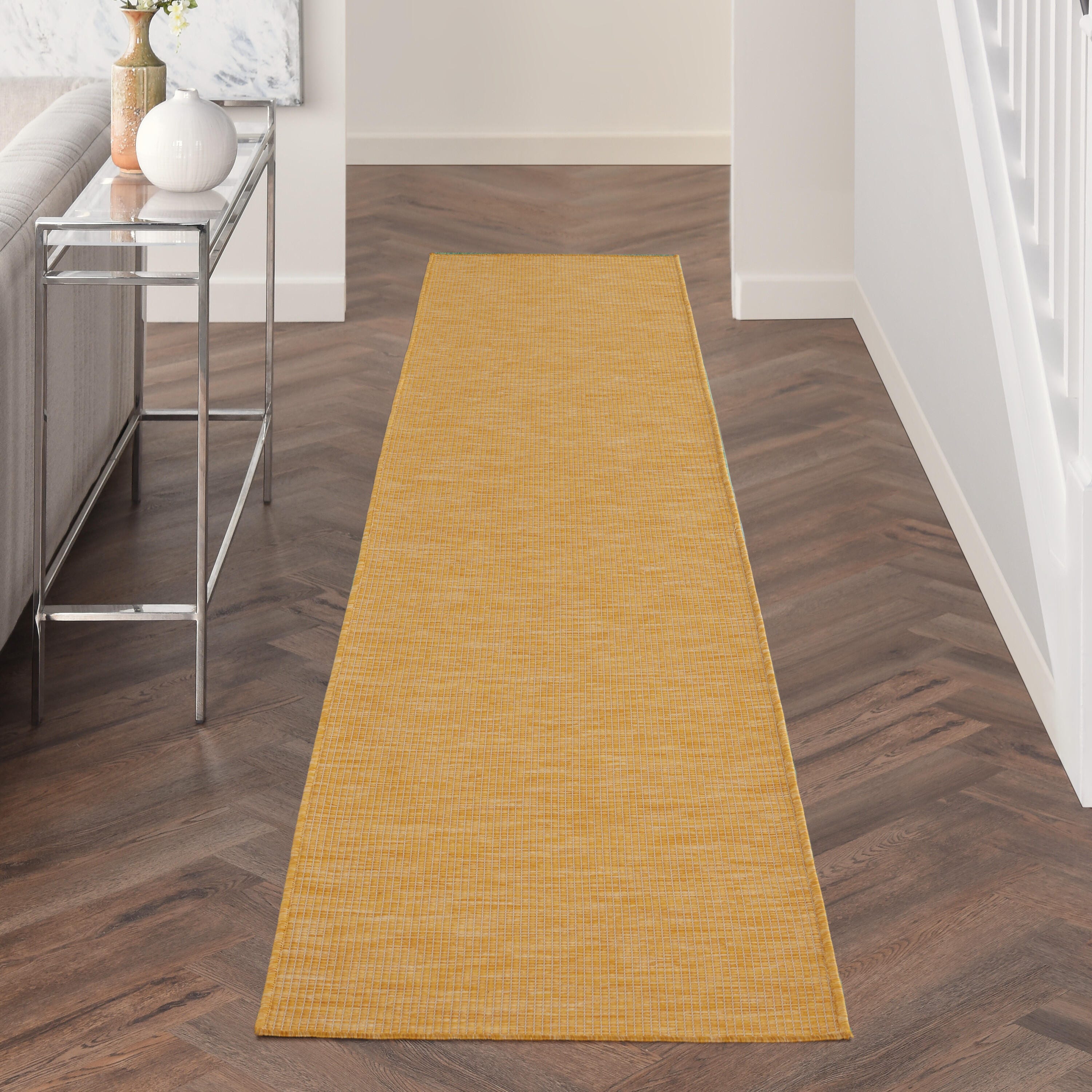 Nourison Home Patio Pop Indoor/Outdoor Solid 2'2" x 10' Runner Rug, Yellow, rollover