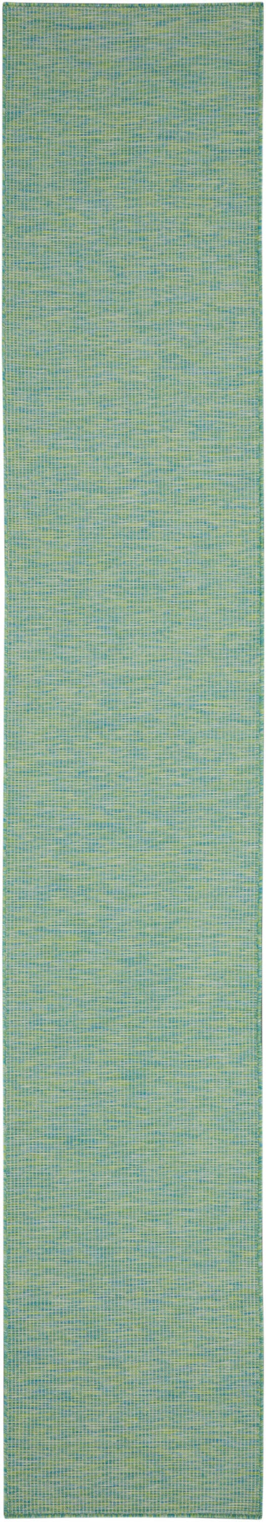 Nourison Home Patio Pop Indoor/Outdoor Solid 2'2" x 12' Runner Rug, Blue Green, large
