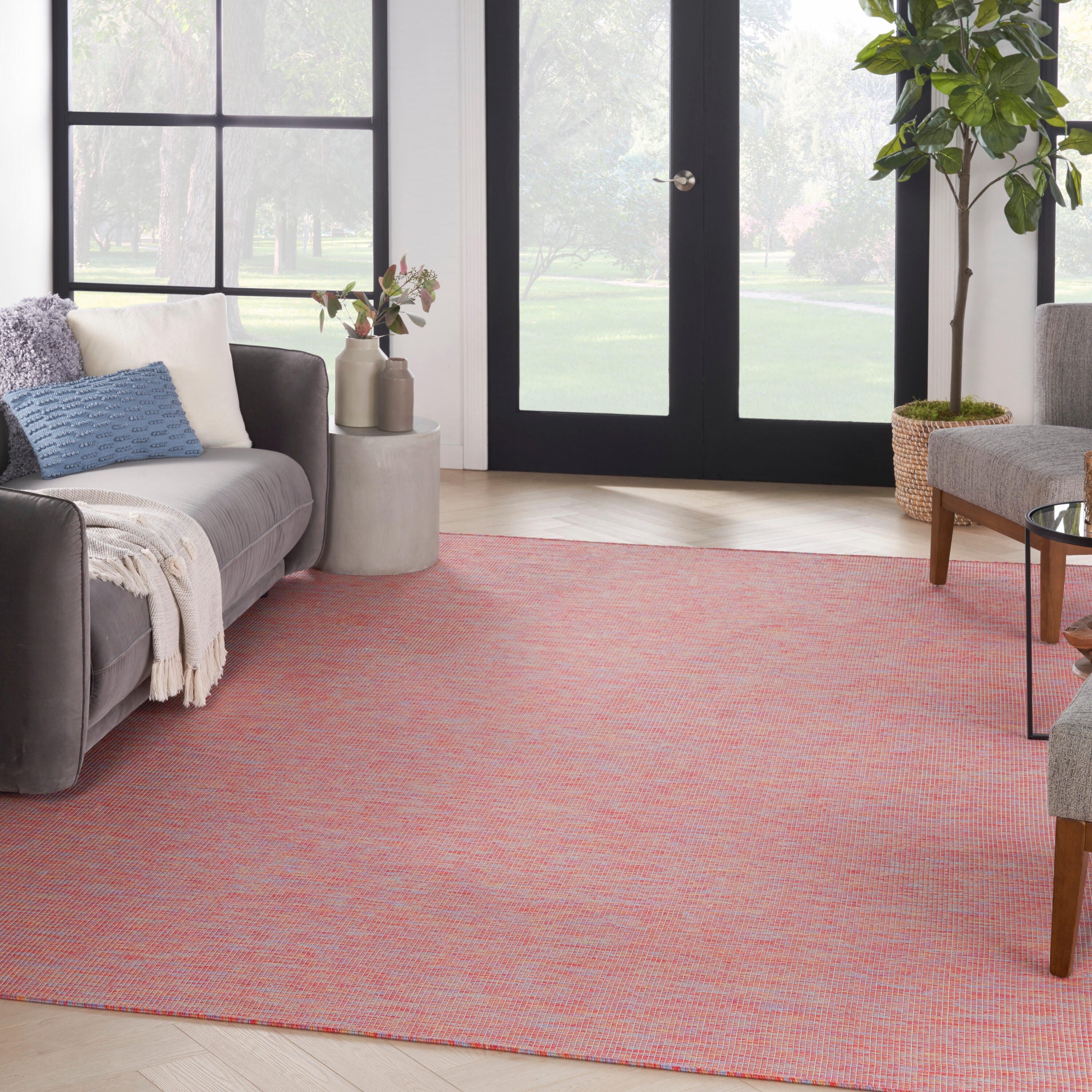Nourison Home Patio Pop Indoor/Outdoor Solid 10' x 14' Area Rug, Rainbow, rollover