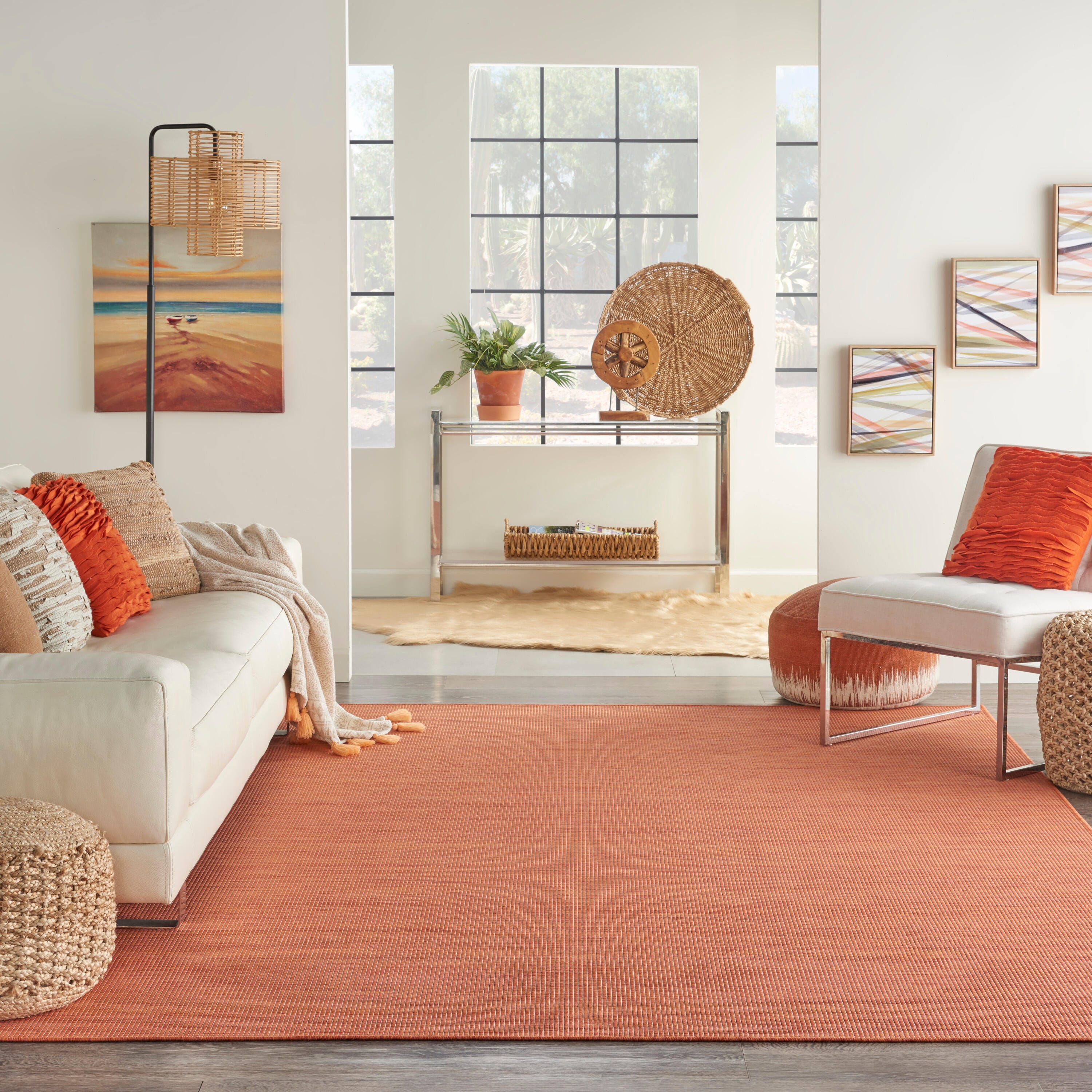 Nourison Home Patio Pop Indoor/Outdoor Solid 10' x 14' Area Rug, Terracotta, rollover