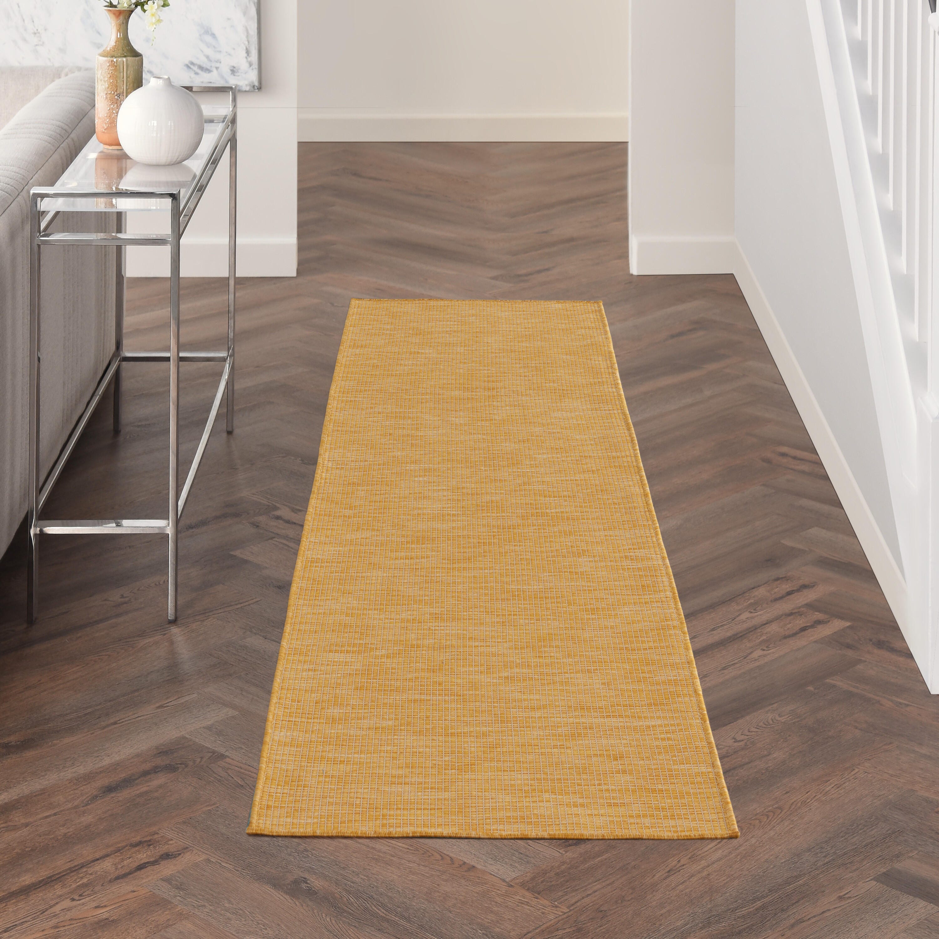 Nourison Home Patio Pop Indoor/Outdoor Solid 2' x 6' Area Rug, Yellow, rollover
