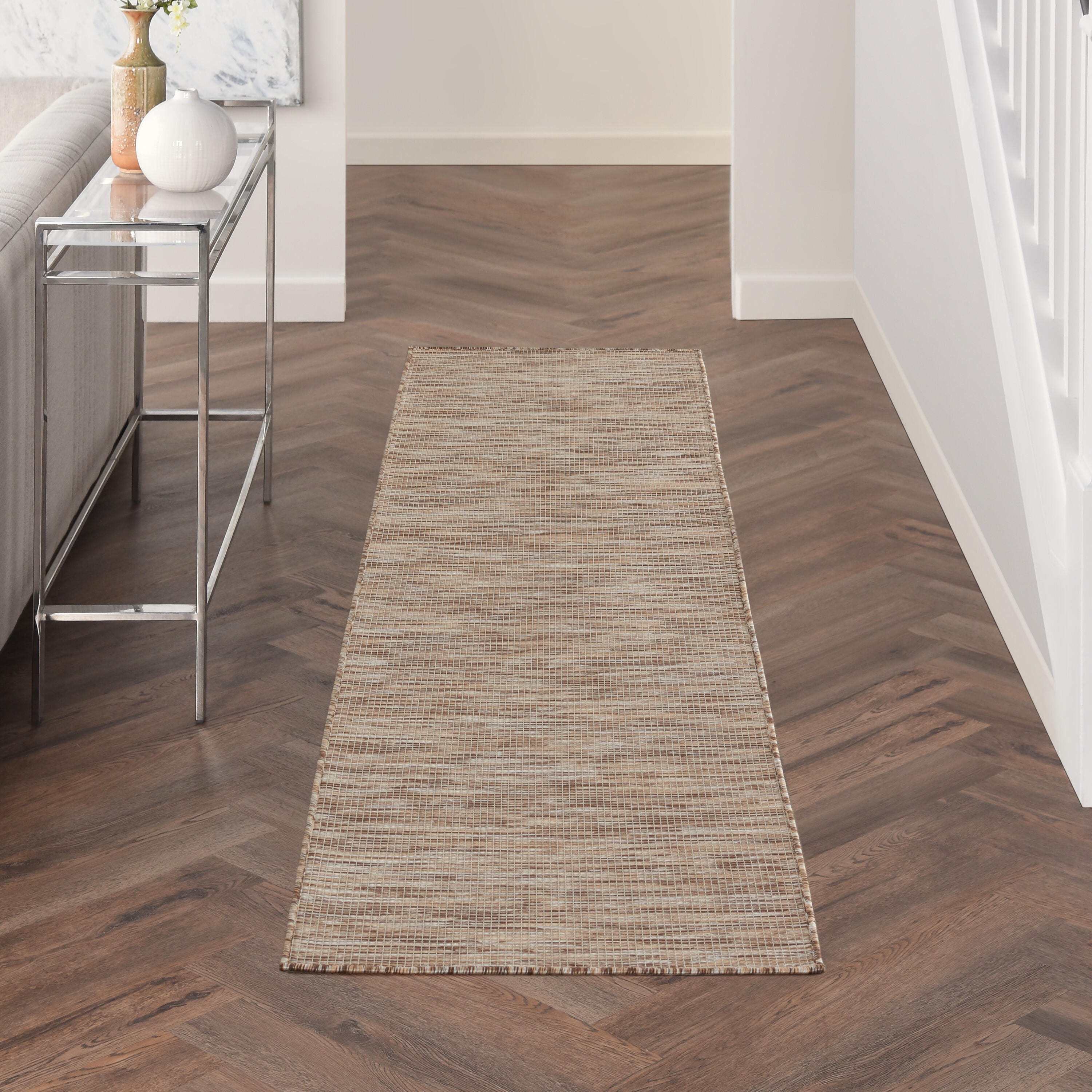 Nourison Home Patio Pop Indoor/Outdoor Solid 2' x 6' Area Rug, Beige, rollover