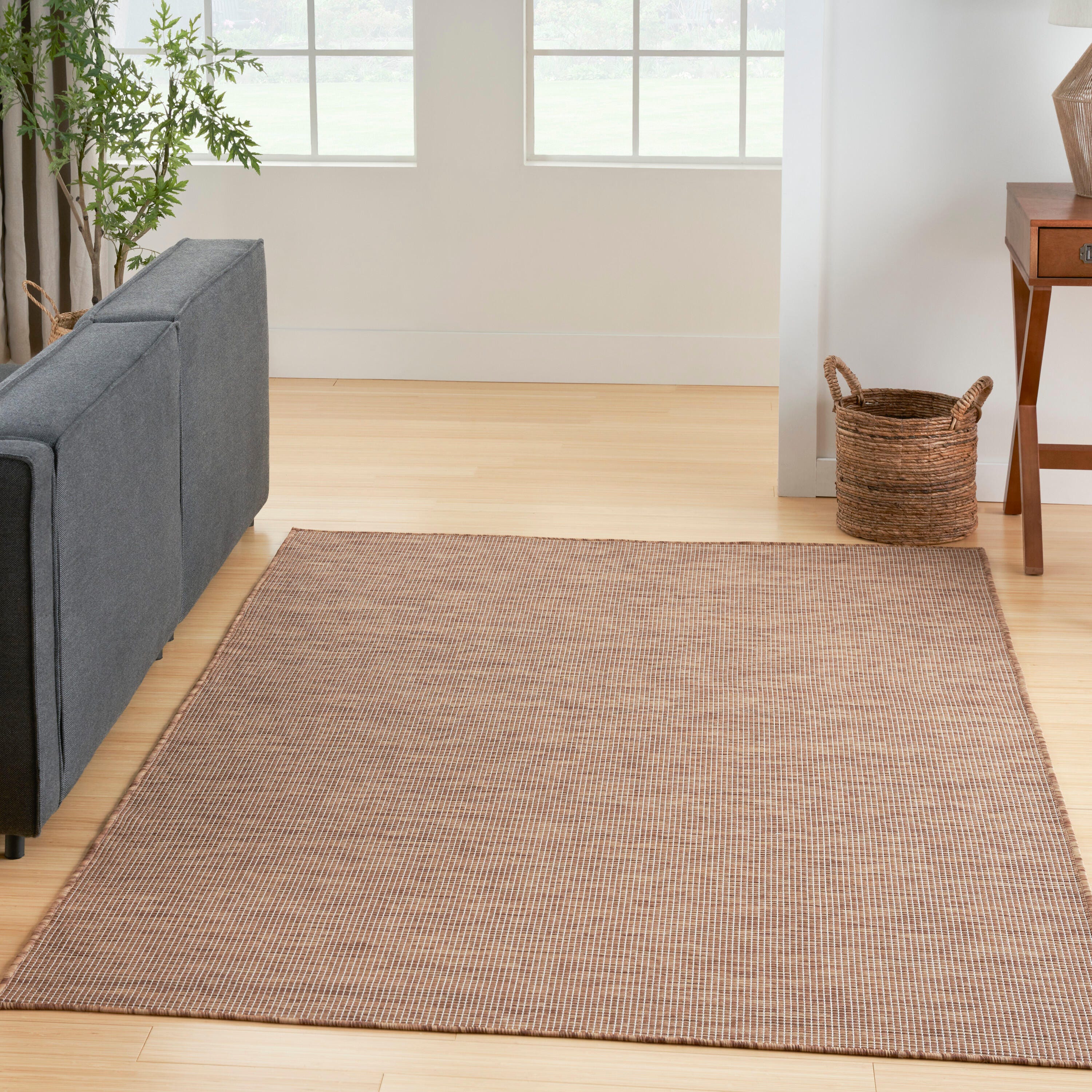 Nourison Home Patio Pop Indoor/Outdoor Solid 6' x 9' Area Rug, Jute, rollover