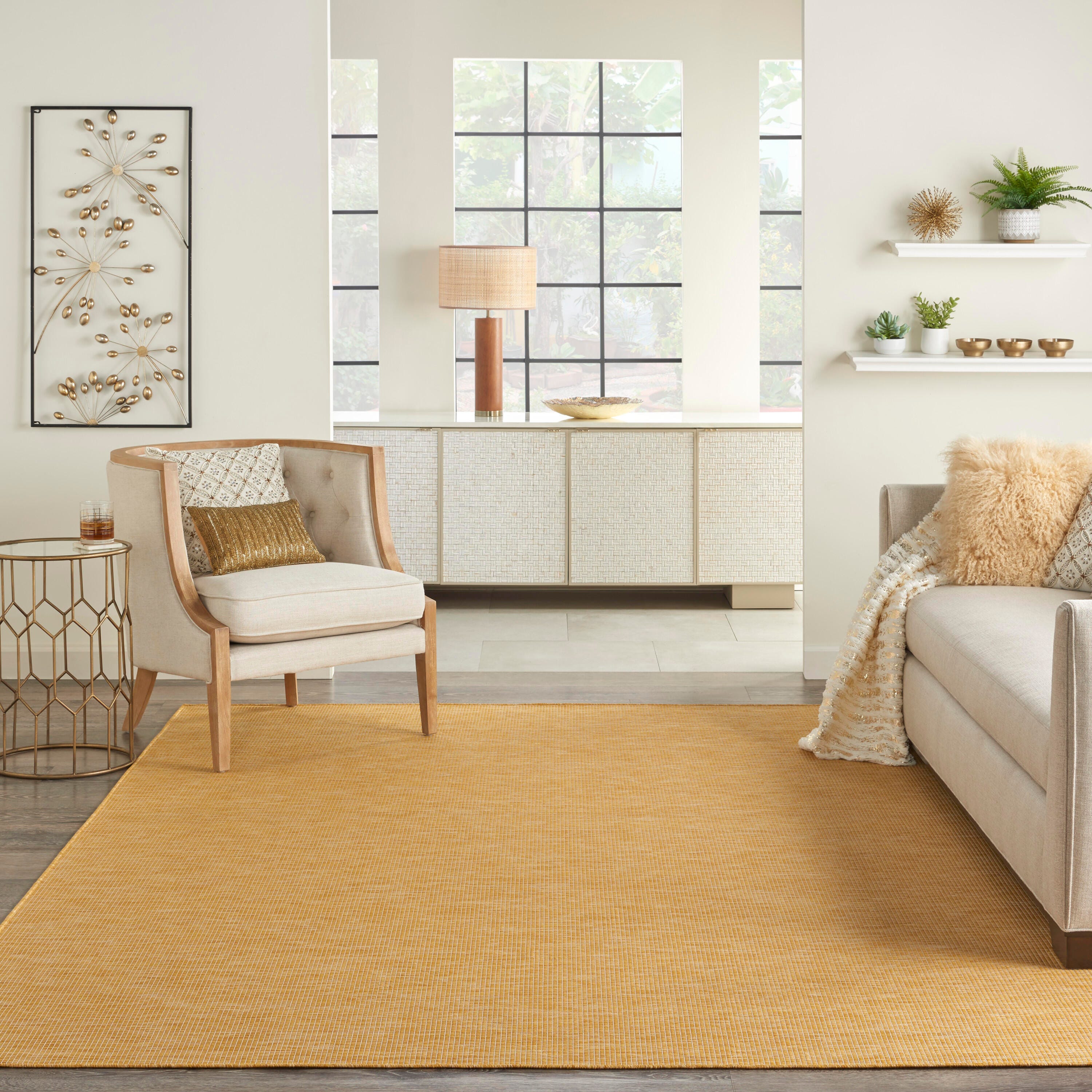 Nourison Home Patio Pop Indoor/Outdoor Solid 9' x 12' Area Rug, Yellow, rollover