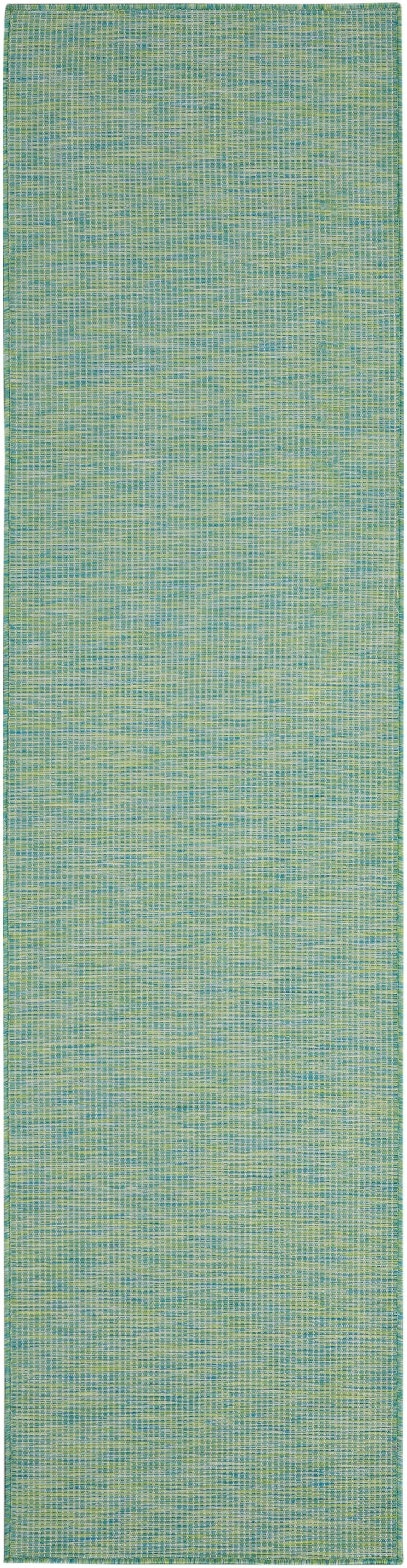 Nourison Home Patio Pop Indoor/Outdoor Solid 2' x 6' Area Rug, Blue Green, large