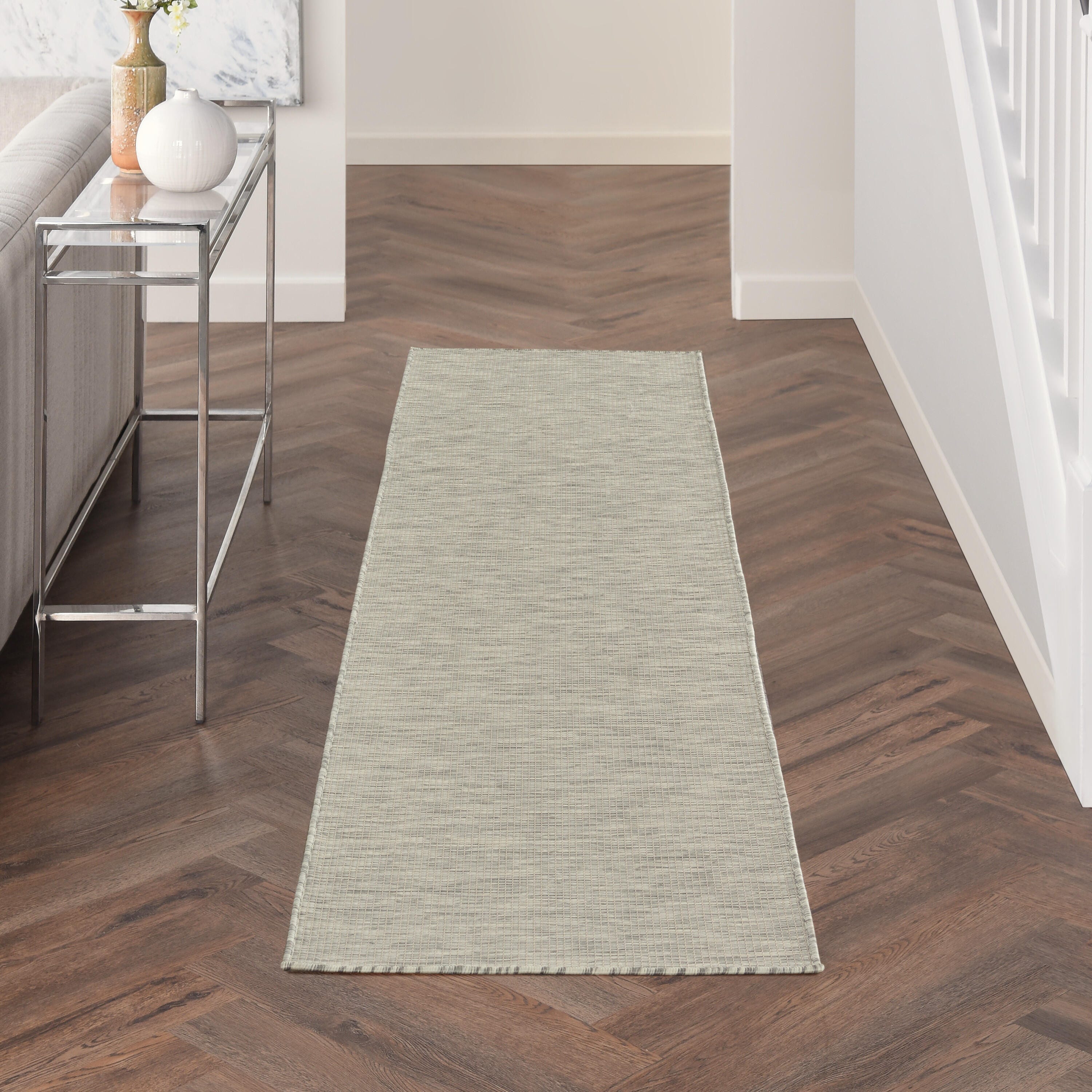 Nourison Home Patio Pop Indoor/Outdoor Solid 2'2" x 8' Runner Rug, Light Gray, rollover