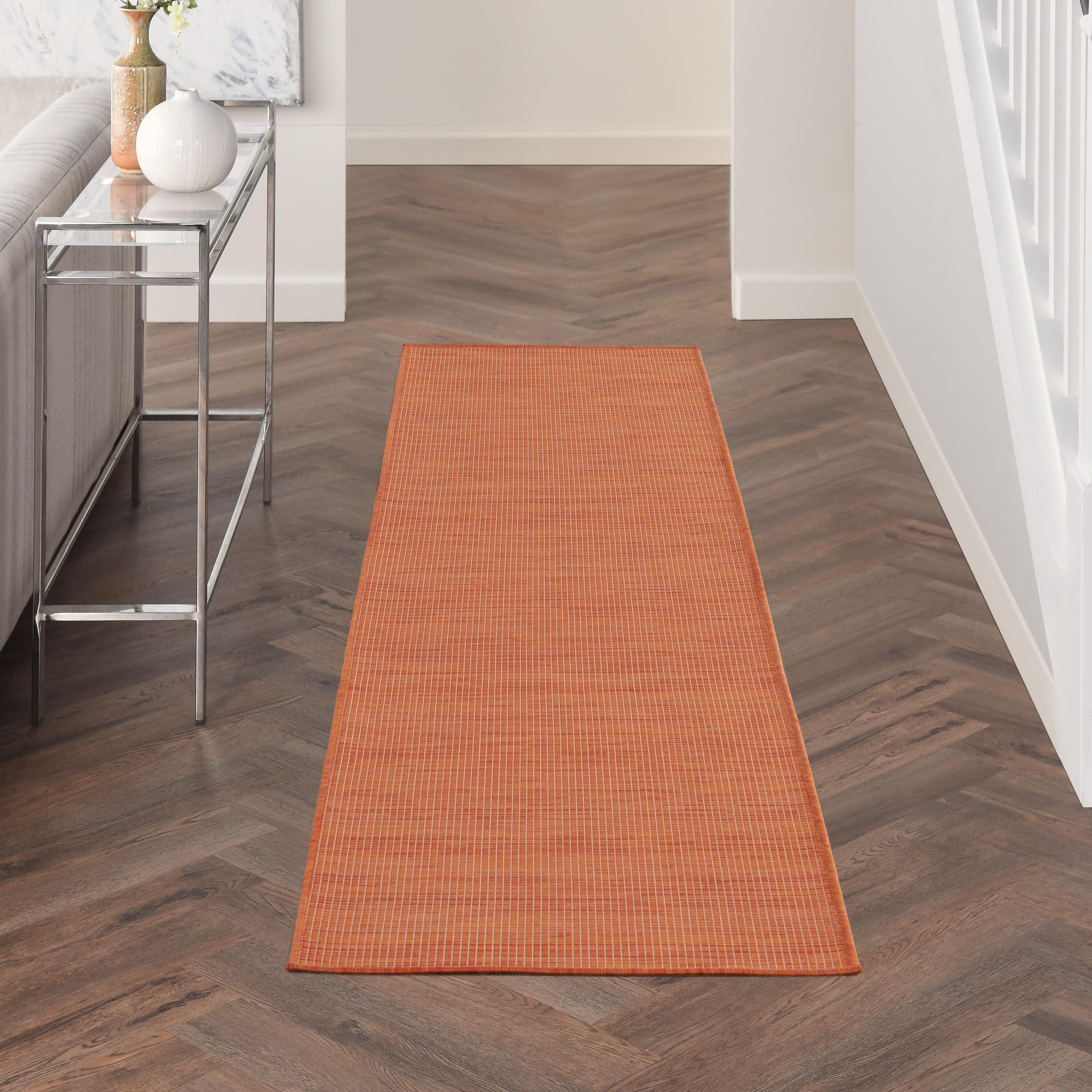 Nourison Home Patio Pop Indoor/Outdoor Solid 2' x 6' Area Rug, Terracotta, rollover