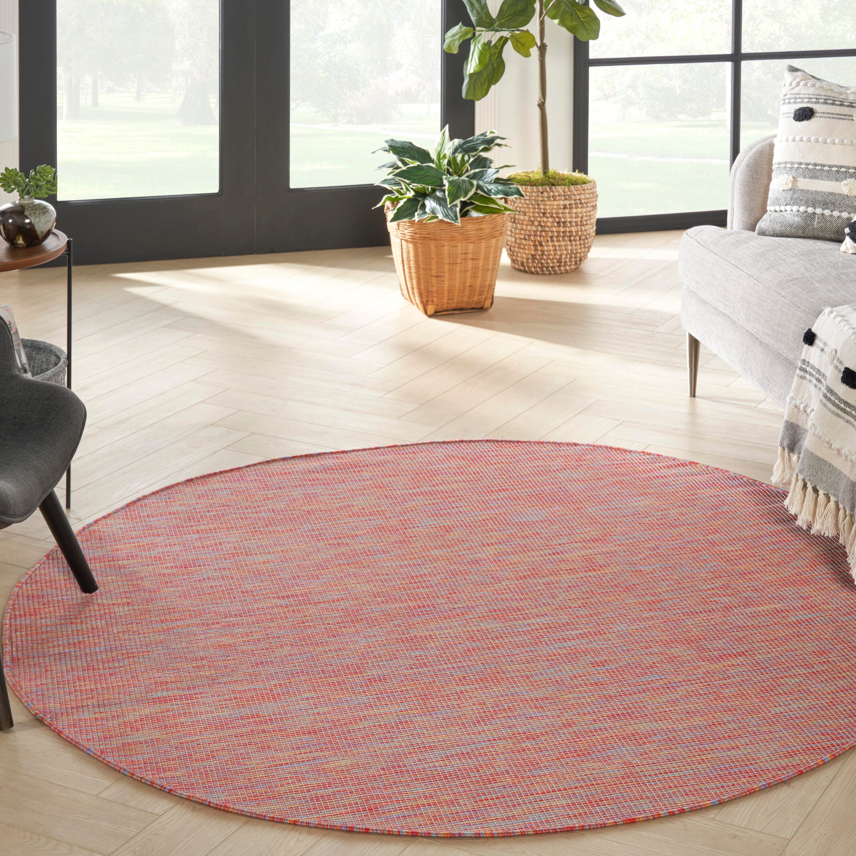 Nourison Home Patio Pop Indoor/Outdoor Solid 8' x Round Area Rug, Rainbow, rollover