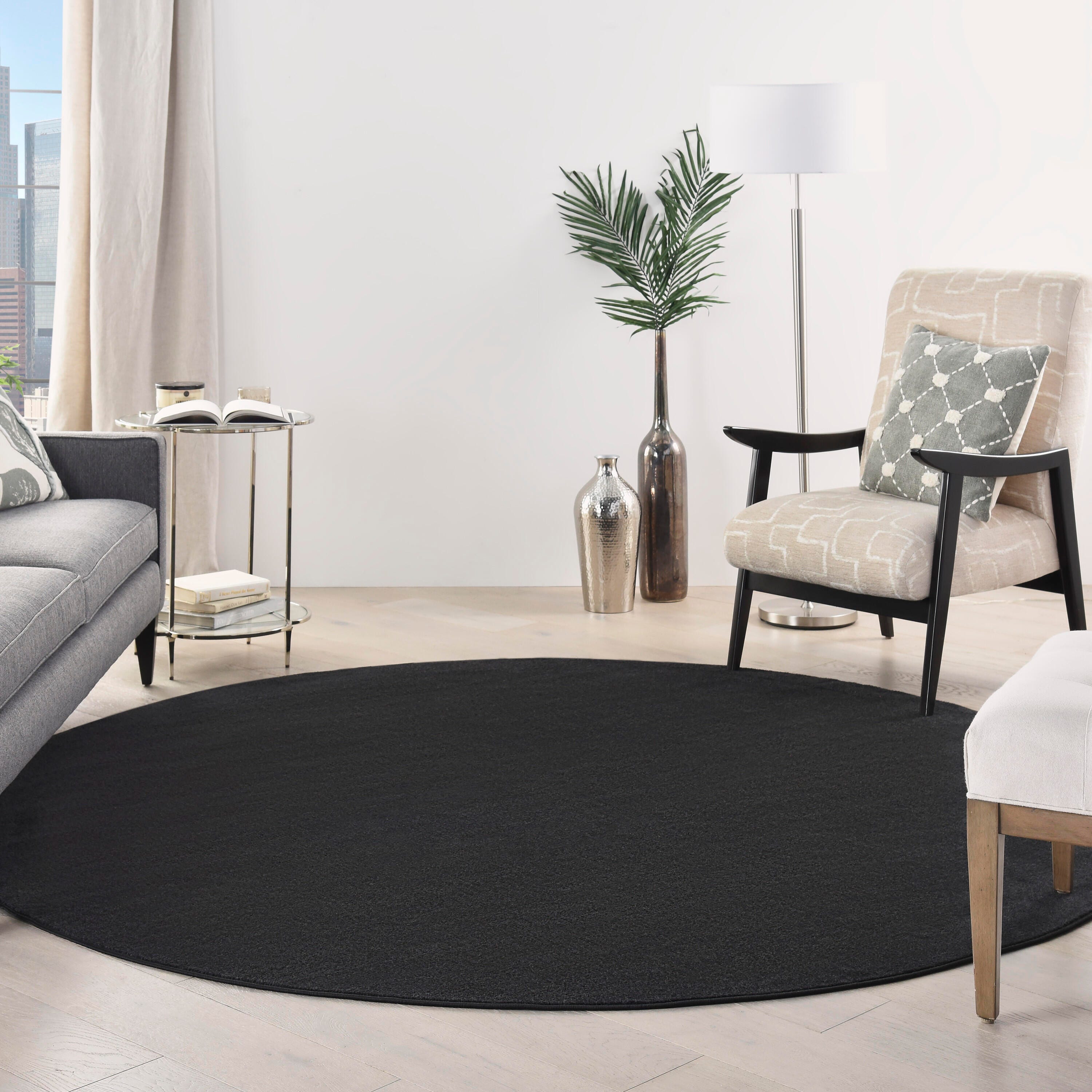 Nourison Home Outdoor Essentials 10' x Round  Area Rug, Black, large