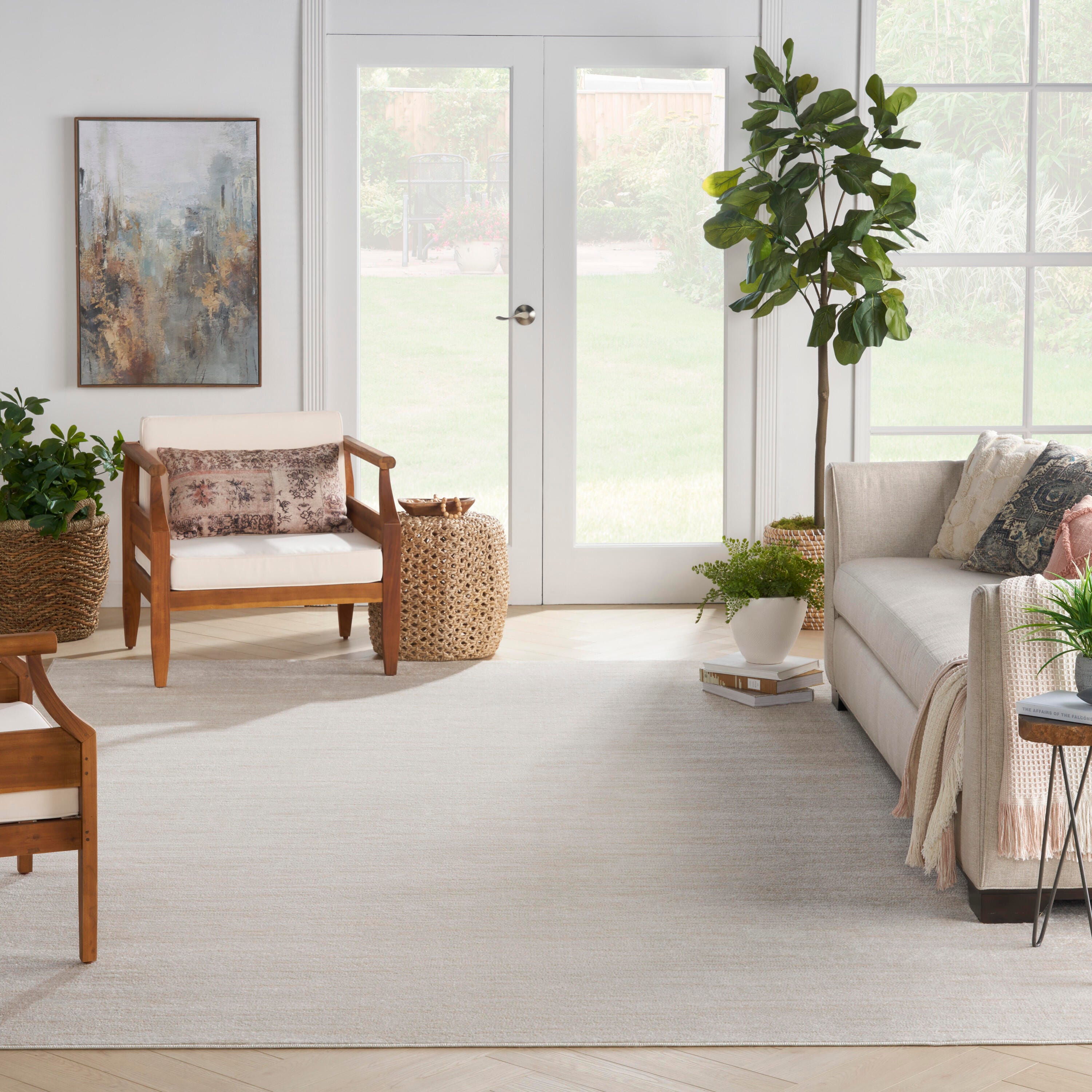 Nourison Home Outdoor Essentials 12' x 15'  Area Rug, Ivory/Beige, large