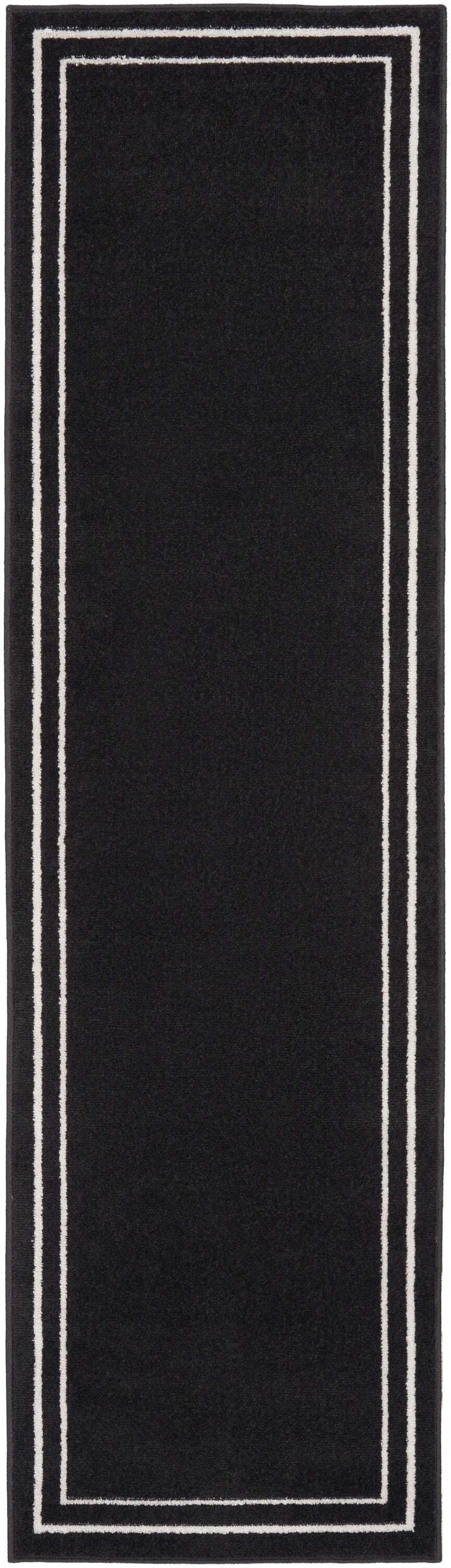 Nourison Home Outdoor Essentials 2' x 6' Area Rug, Black/Ivory, large