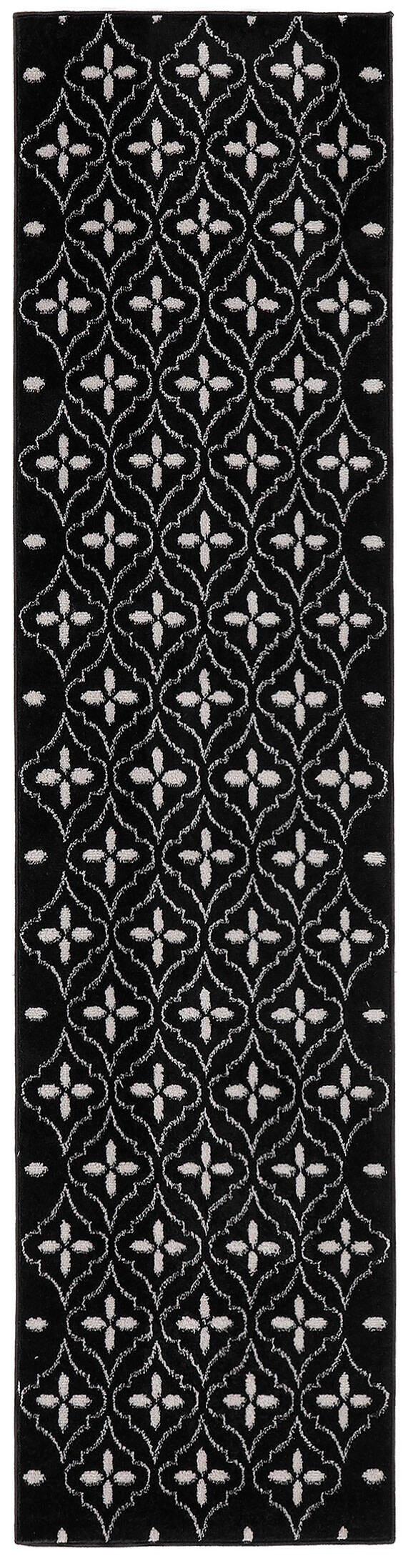 Nourison Home Outdoor Essentials 2' x 8' Runner Rug, Black/Ivory, large
