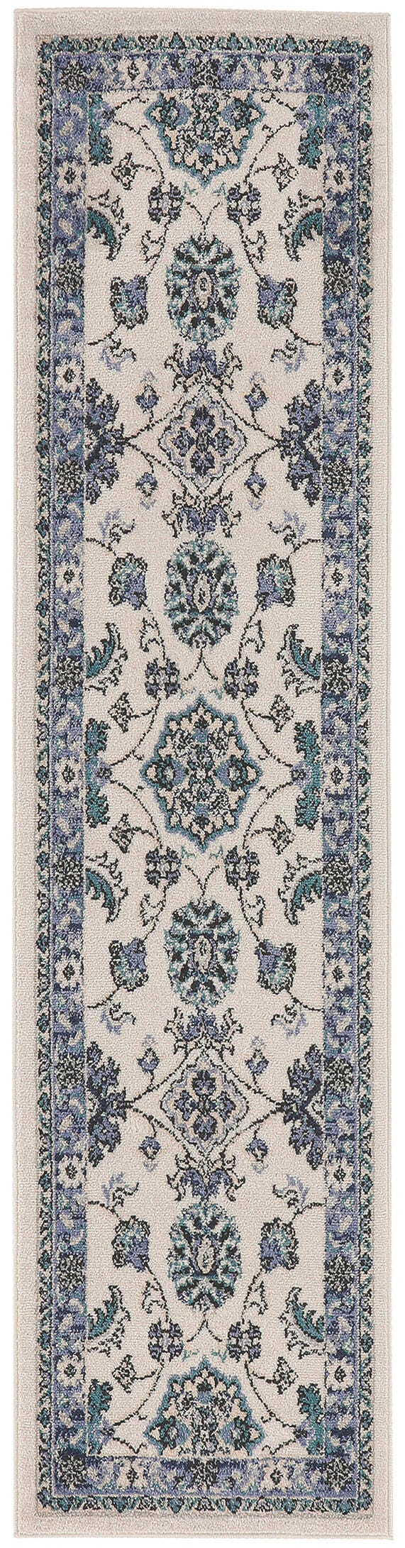Nourison Home Outdoor Essentials 2' x 8' Runner Rug, Ivory/Blue, large