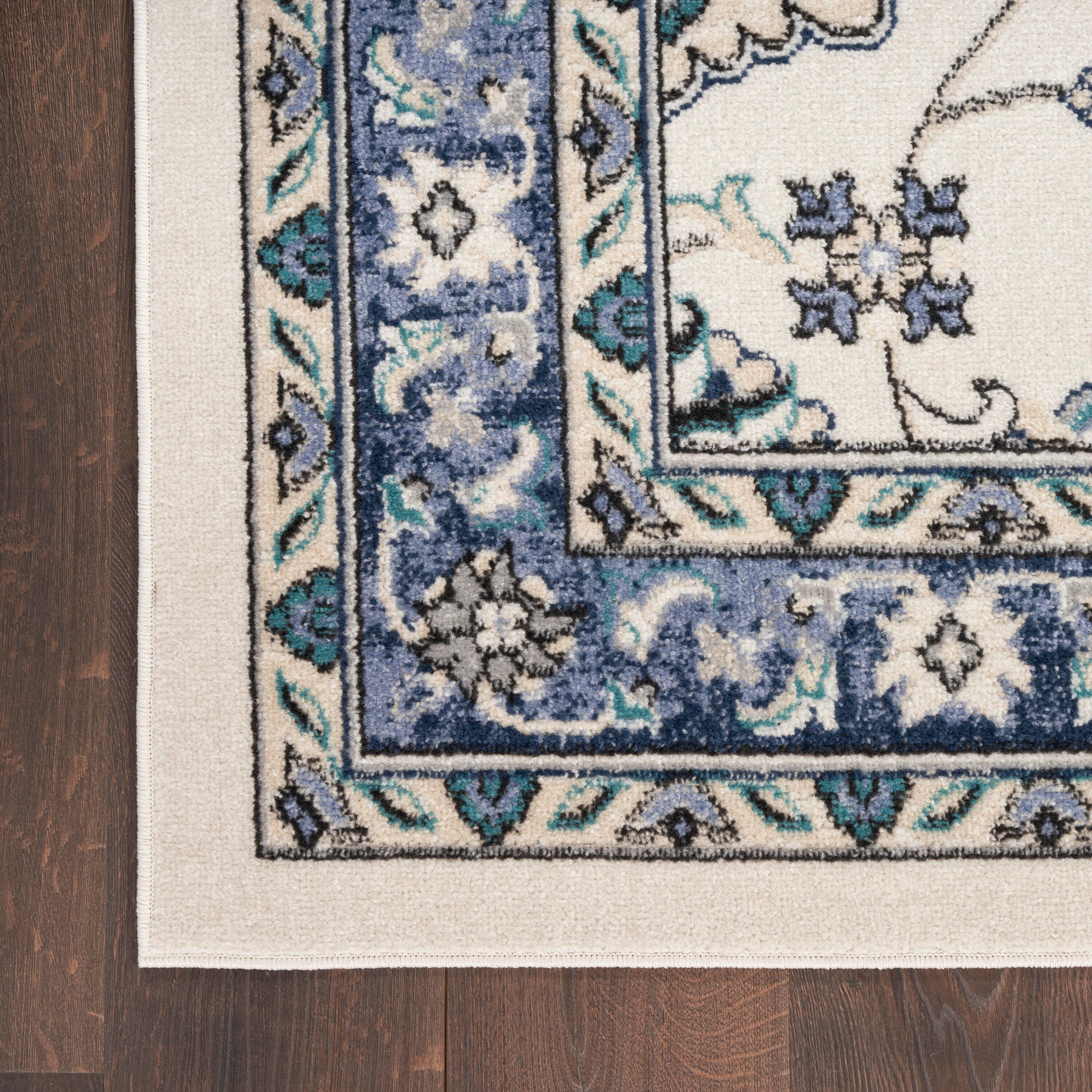 Nourison Home Outdoor Essentials 2' x 8' Runner Rug, Ivory/Blue, large