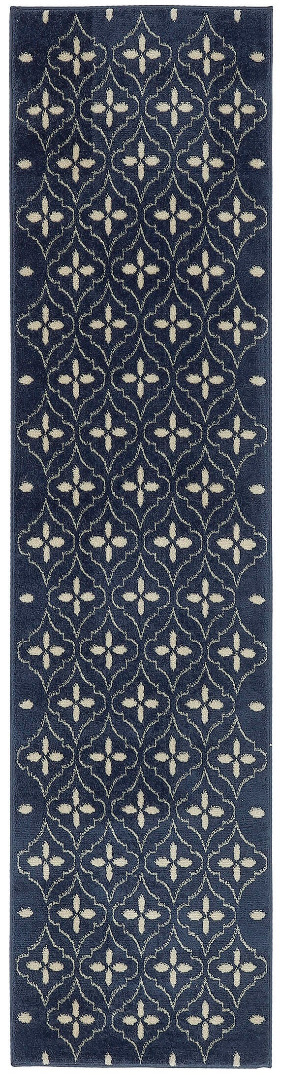 Nourison Home Outdoor Essentials 2' x 8' Runner Rug, Navy/Ivory, large