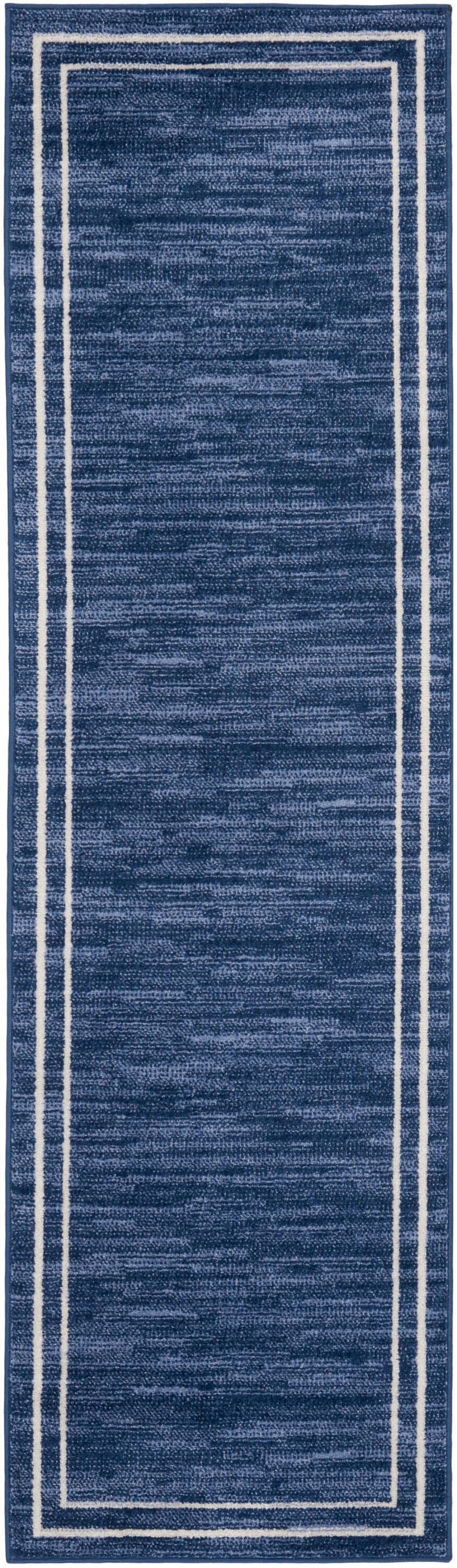 Nourison Home Outdoor Essentials 2' x 8' Runner Rug, Navy/Ivory, large