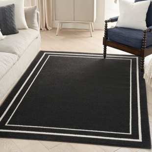 Nourison Home Outdoor Essentials 4' x 6' Area Rug, Black/Ivory, rollover