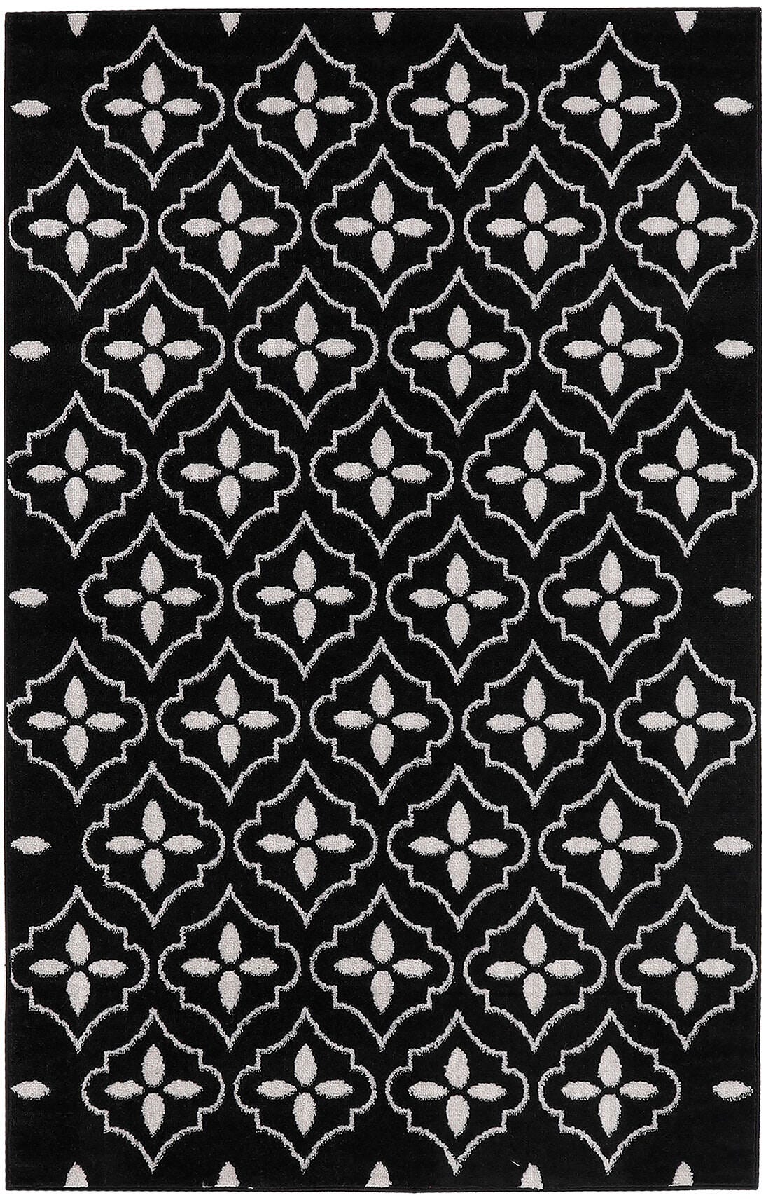 Nourison Home Outdoor Essentials 4' x 6' Area Rug, Black/Ivory, large