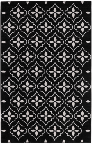 Nourison Home Outdoor Essentials 4' x 6' Area Rug, Black/Ivory, large