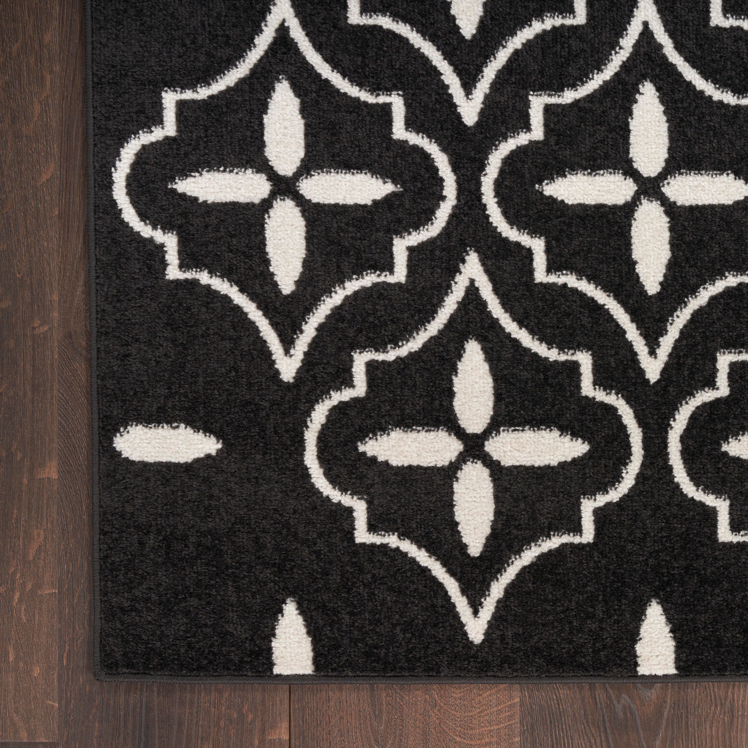 Nourison Home Outdoor Essentials 4' x 6' Area Rug, Black/Ivory, large