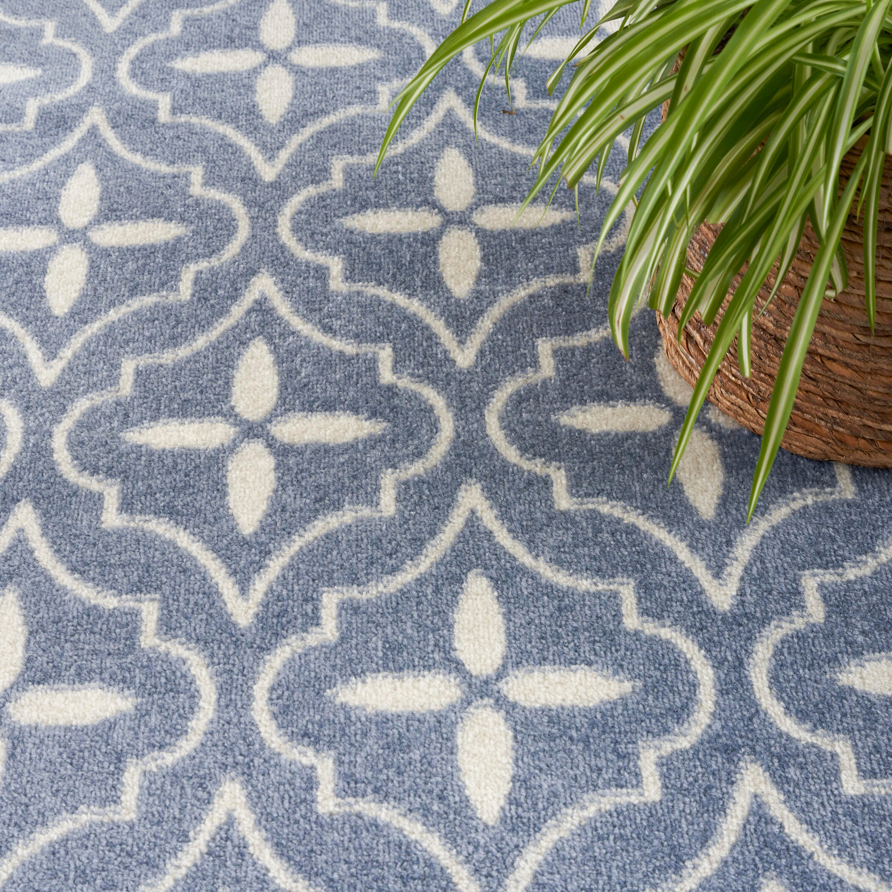 Nourison Home Outdoor Essentials 4' x 6' Area Rug, Blue/Ivory, large