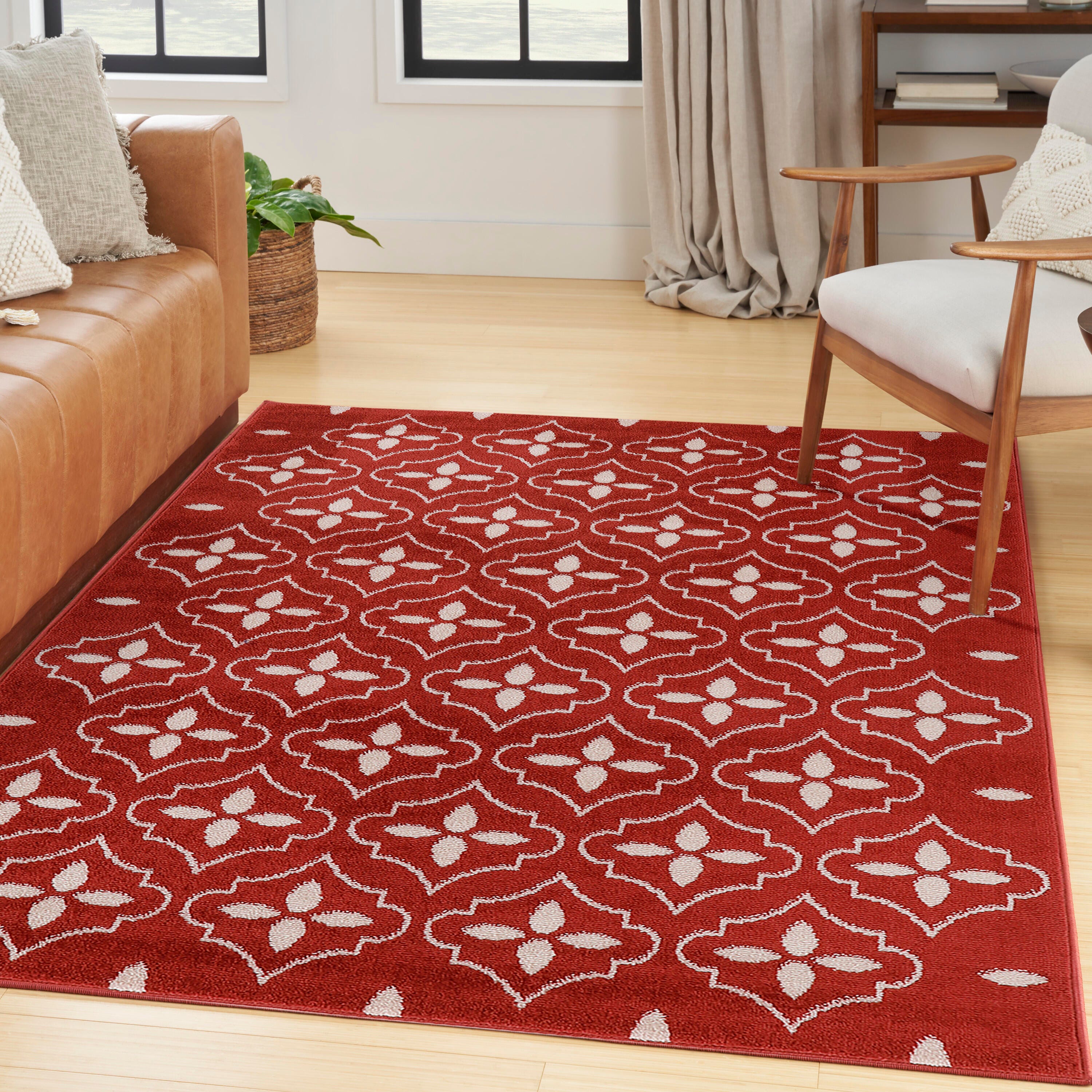 Nourison Home Outdoor Essentials 4' x 6' Area Rug, Brick/Ivory, rollover