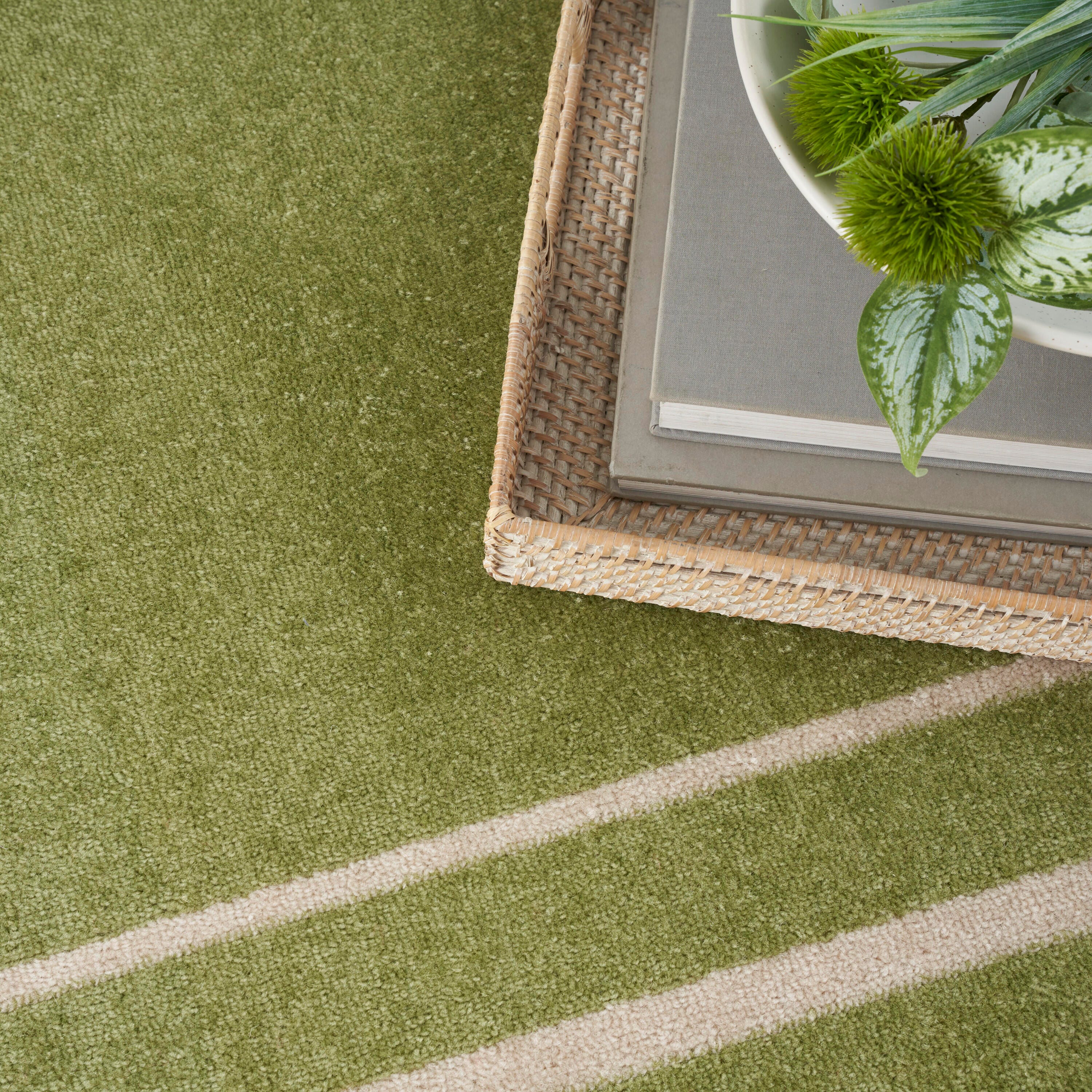 Nourison Home Outdoor Essentials 4' x 6' Area Rug, Green/Ivory, large