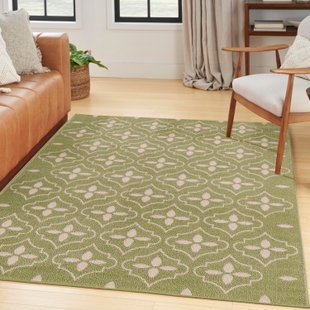Nourison Home Outdoor Essentials 4' x 6' Area Rug, Green/Ivory, rollover