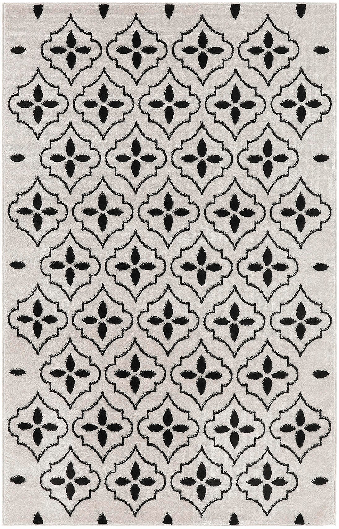 Nourison Home Outdoor Essentials 4' x 6' Area Rug, Ivory/Black, large