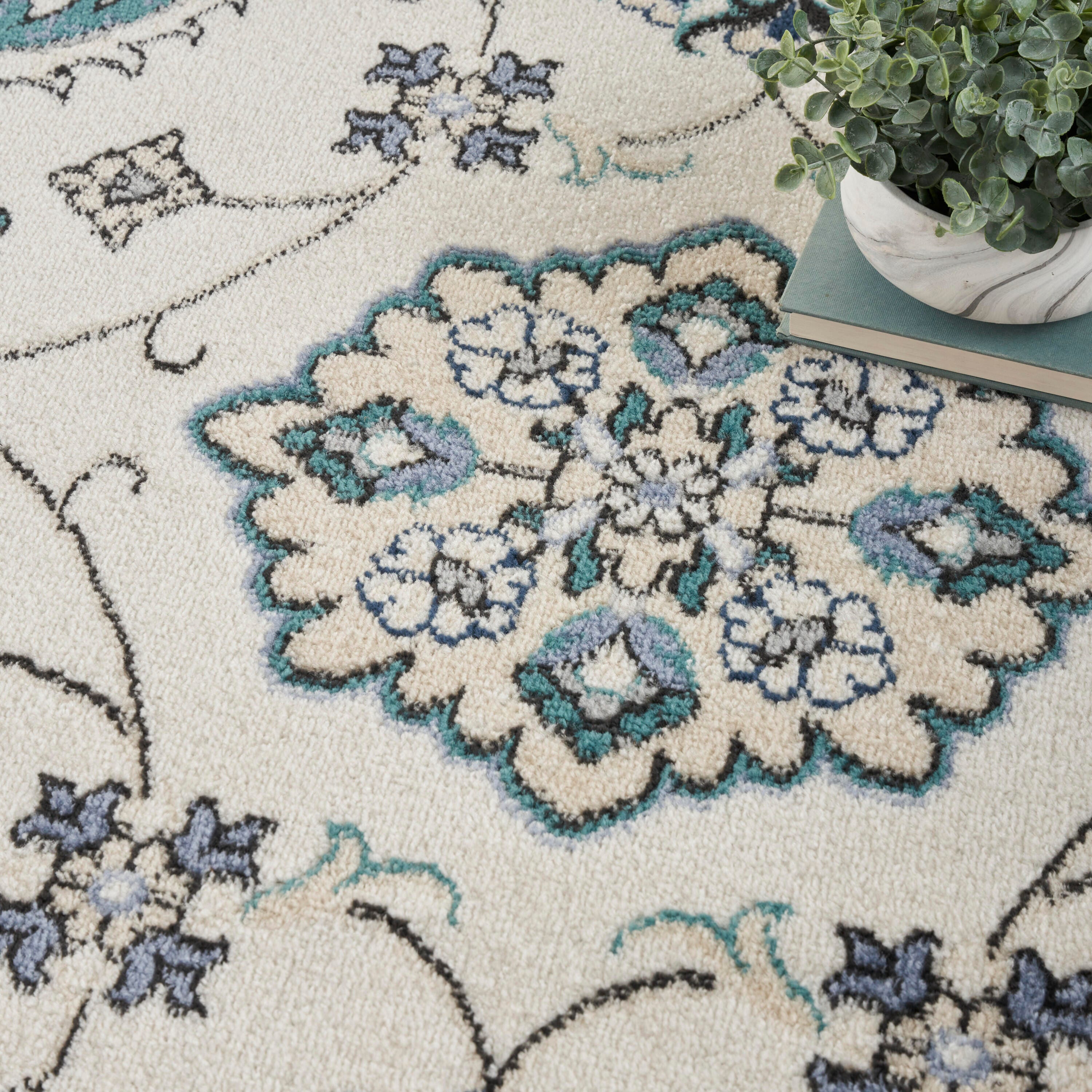 Nourison Home Outdoor Essentials 4' x 6' Area Rug, Ivory/Blue, large