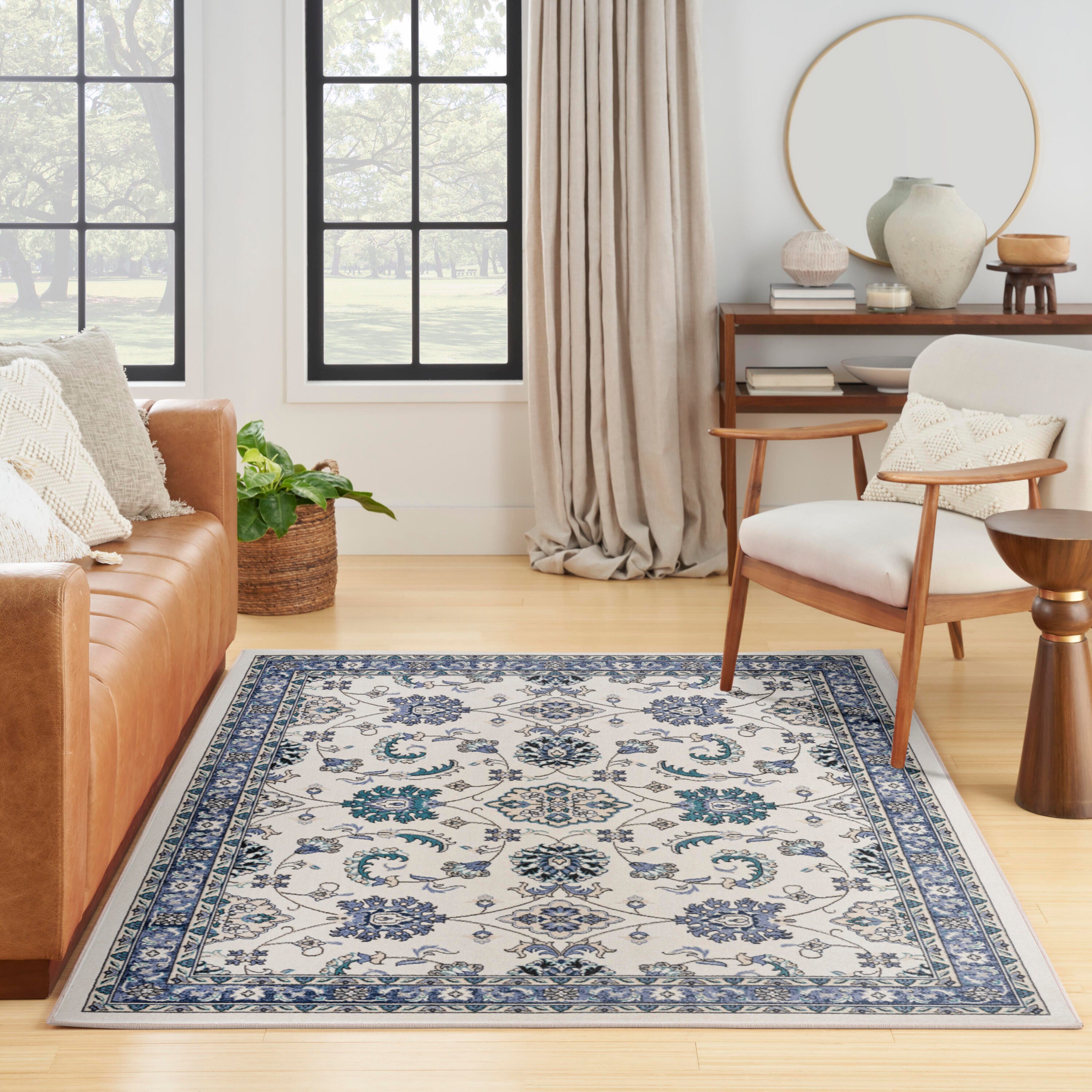 Nourison Home Outdoor Essentials 4' x 6' Area Rug, Ivory/Blue, large