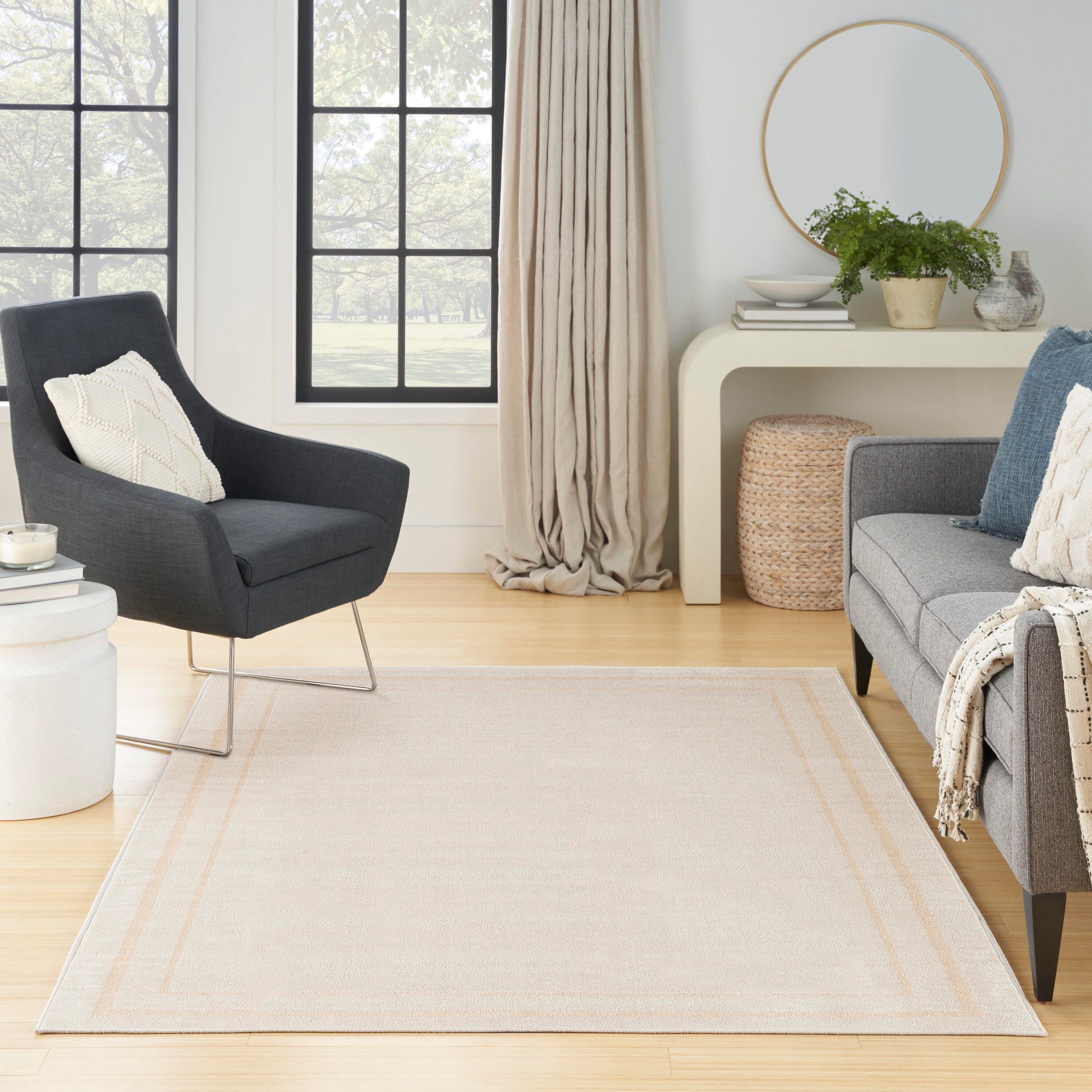 Nourison Home Outdoor Essentials 4' x 6' Area Rug, Ivory/Gold, large
