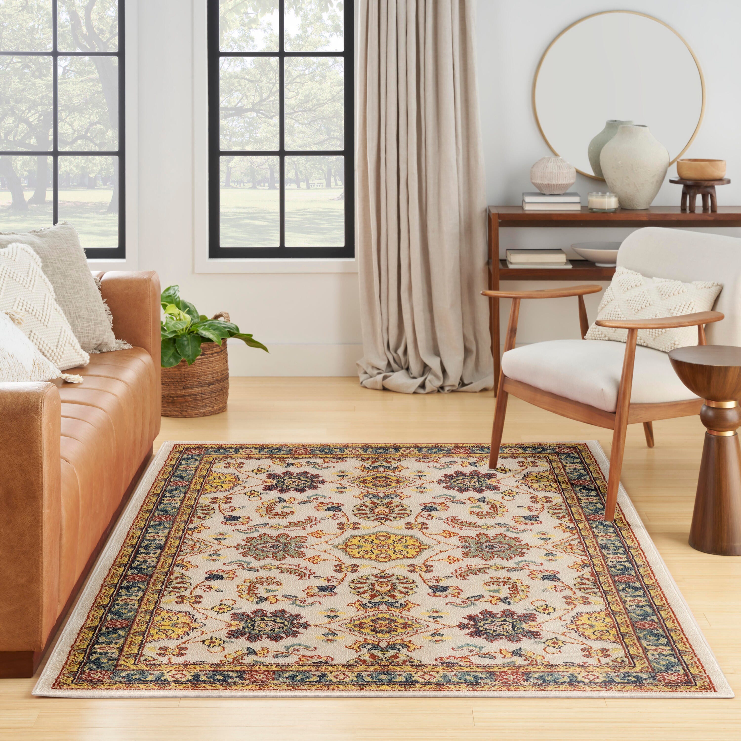 Nourison Home Outdoor Essentials 4' x 6' Area Rug, Ivory/Gold, large