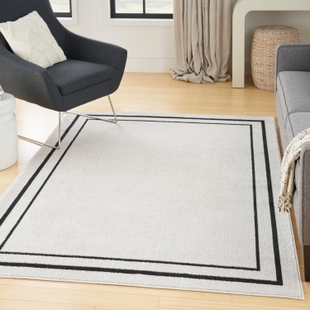 Nourison Home Outdoor Essentials 4' x 6' Area Rug, Ivory/Black, rollover