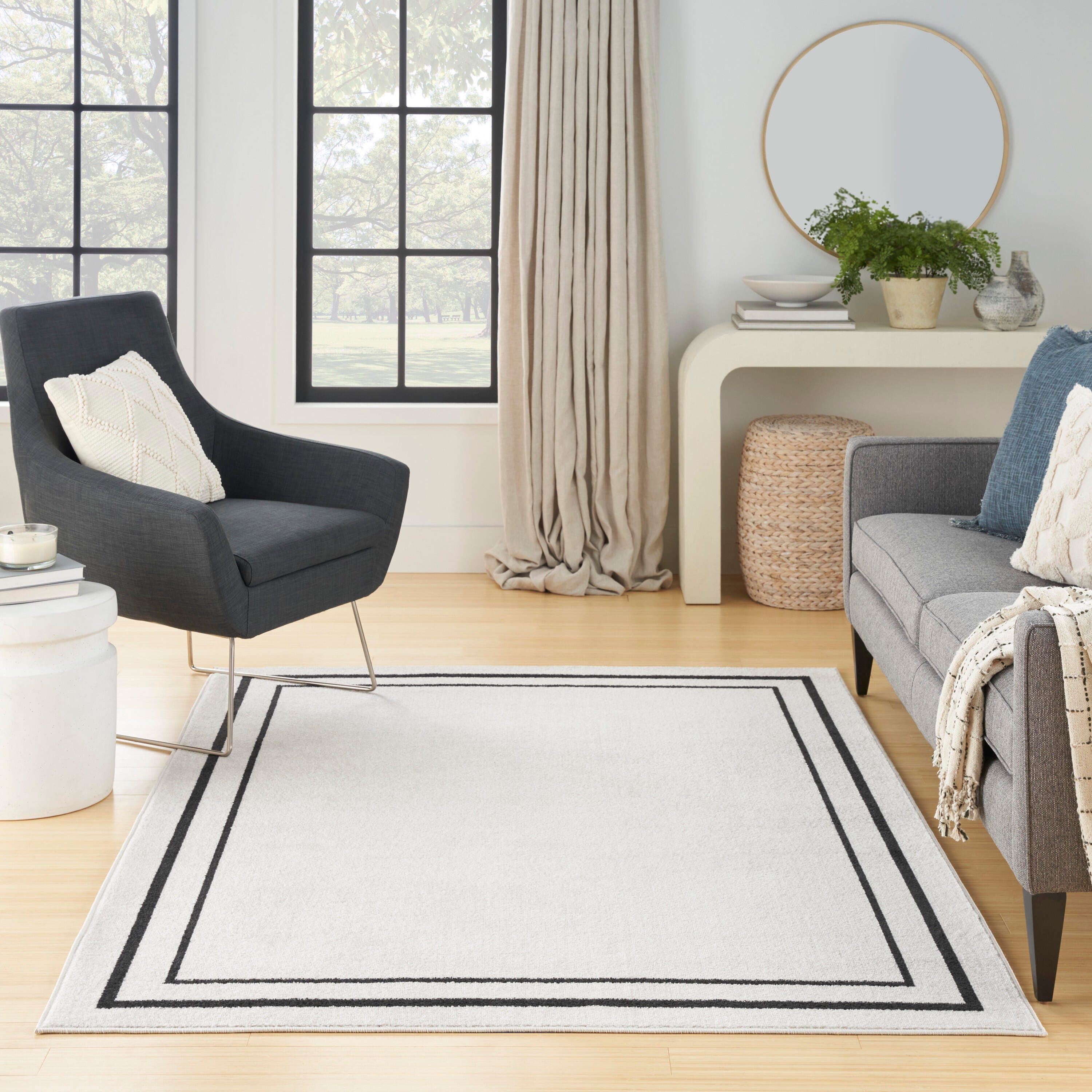 Nourison Home Outdoor Essentials 4' x 6' Area Rug, Ivory/Black, large