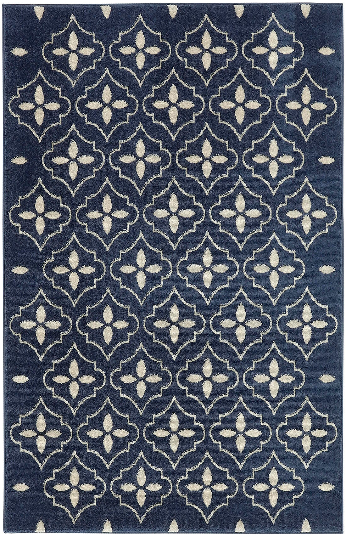 Nourison Home Outdoor Essentials 4' x 6' Area Rug, Navy/Ivory, large