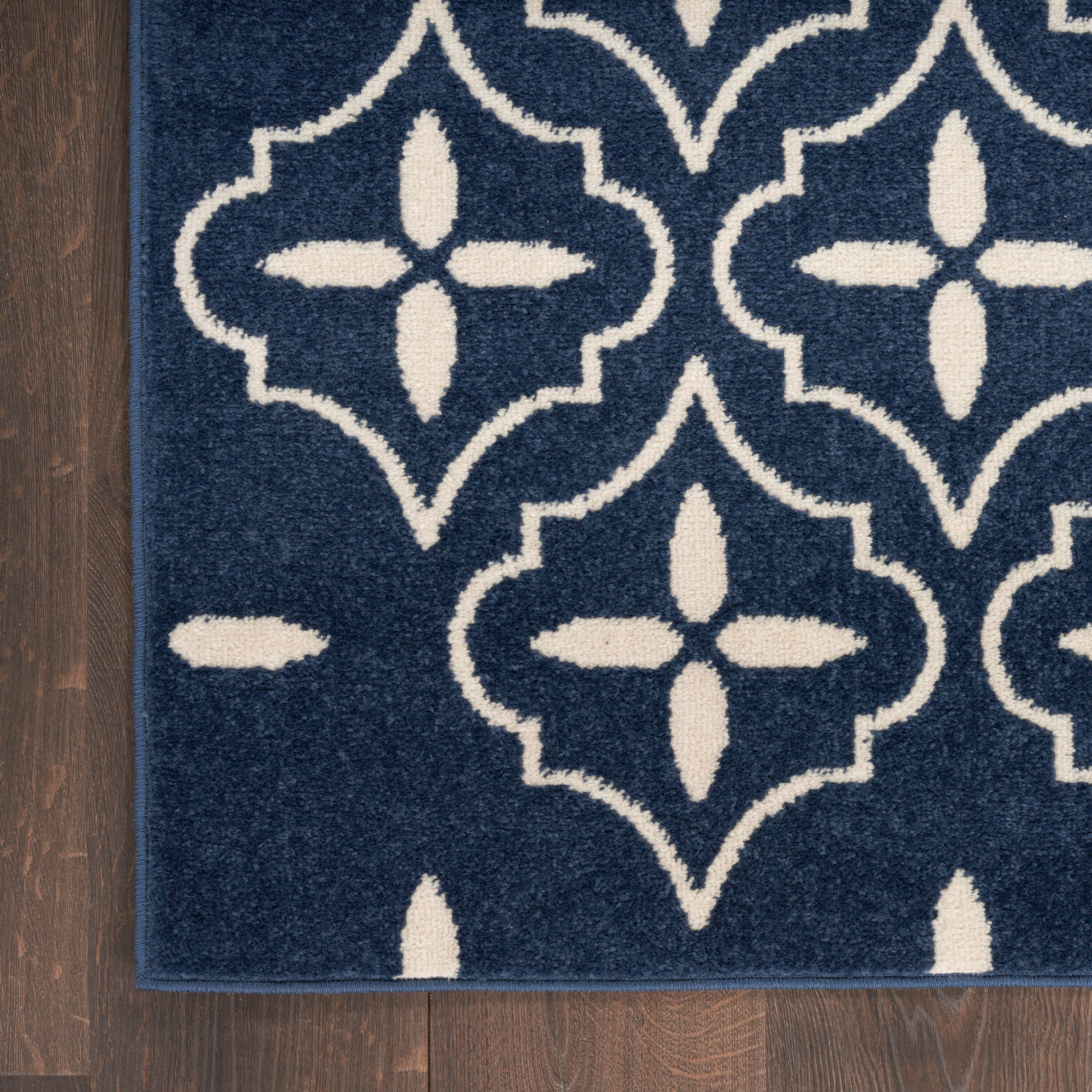 Nourison Home Outdoor Essentials 4' x 6' Area Rug, Navy/Ivory, large