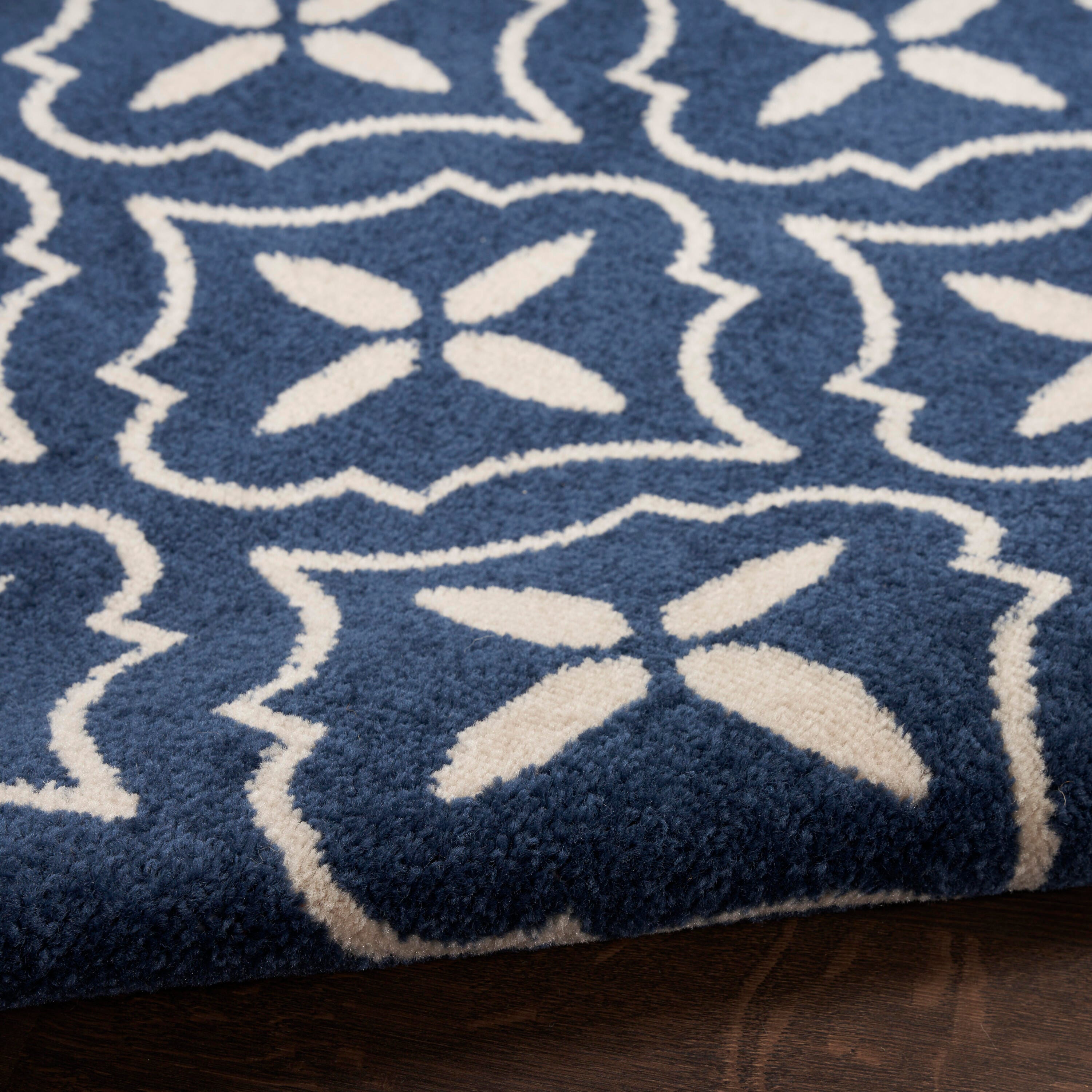 Nourison Home Outdoor Essentials 4' x 6' Area Rug, Navy/Ivory, large