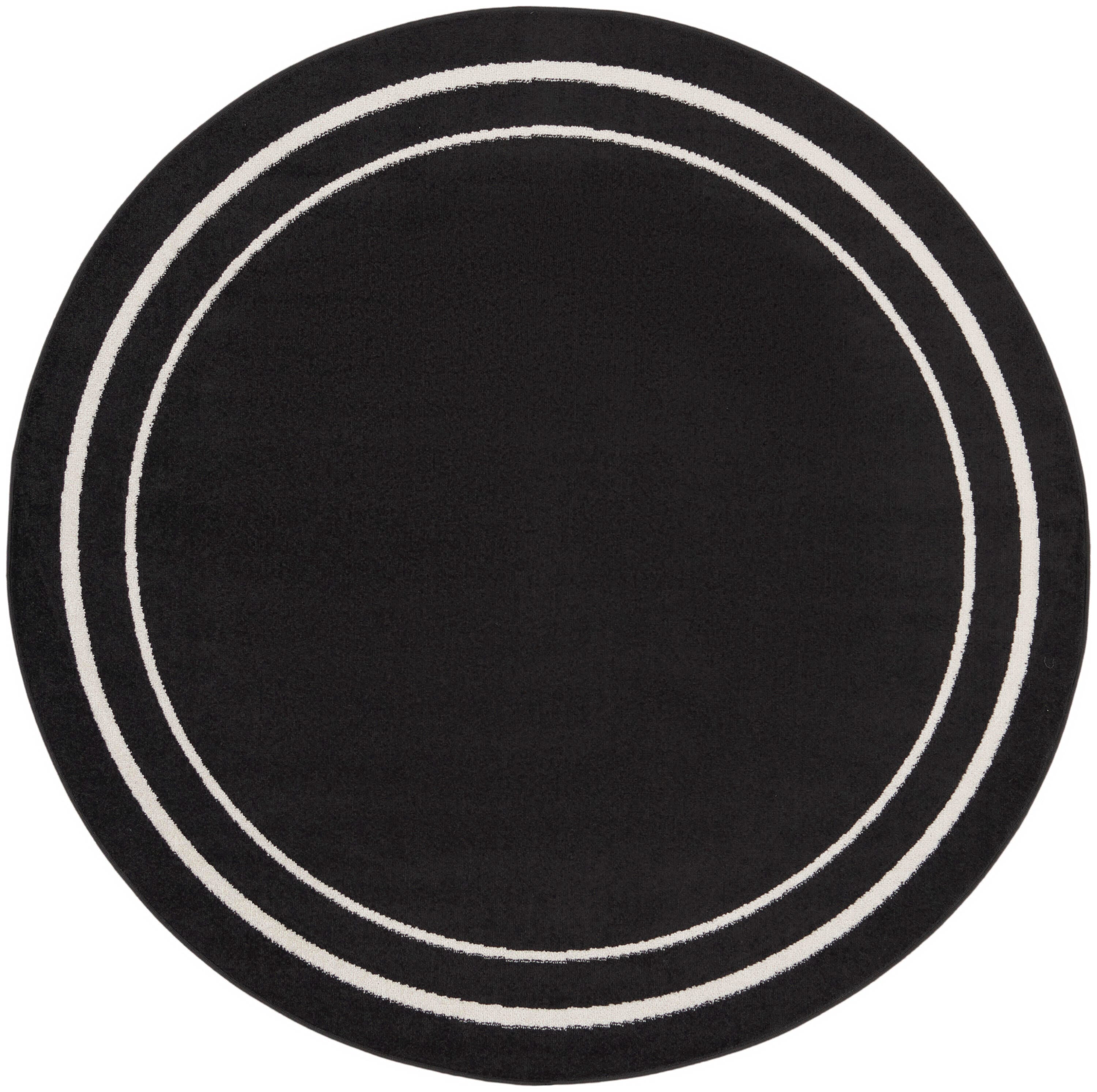 Nourison Home Outdoor Essentials 4' x Round Area Rug, Black/Ivory, large
