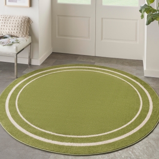 Nourison Home Outdoor Essentials 4' x Round Area Rug, Green/Ivory, rollover