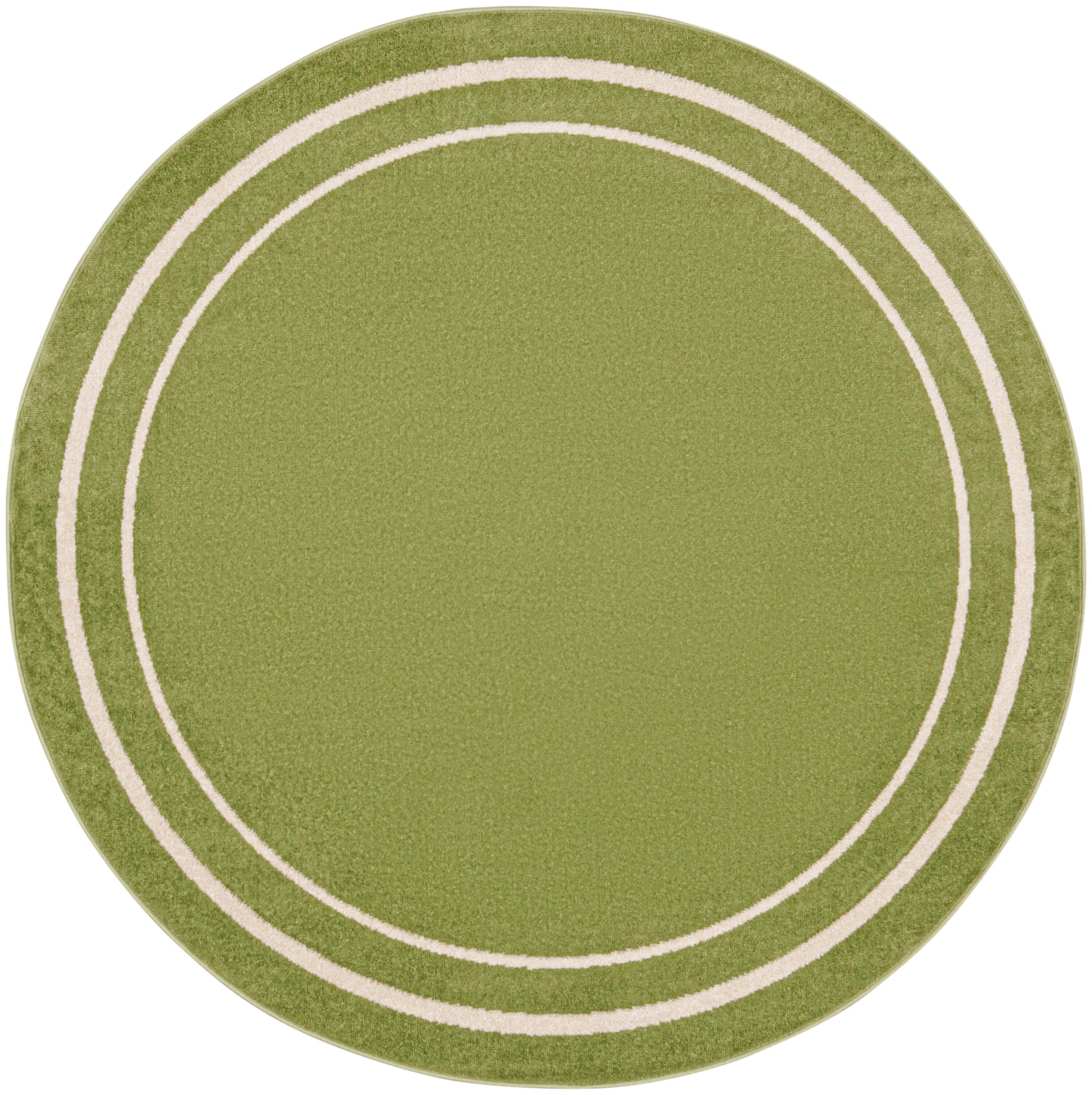 Nourison Home Outdoor Essentials 4' x Round Area Rug, Green/Ivory, large