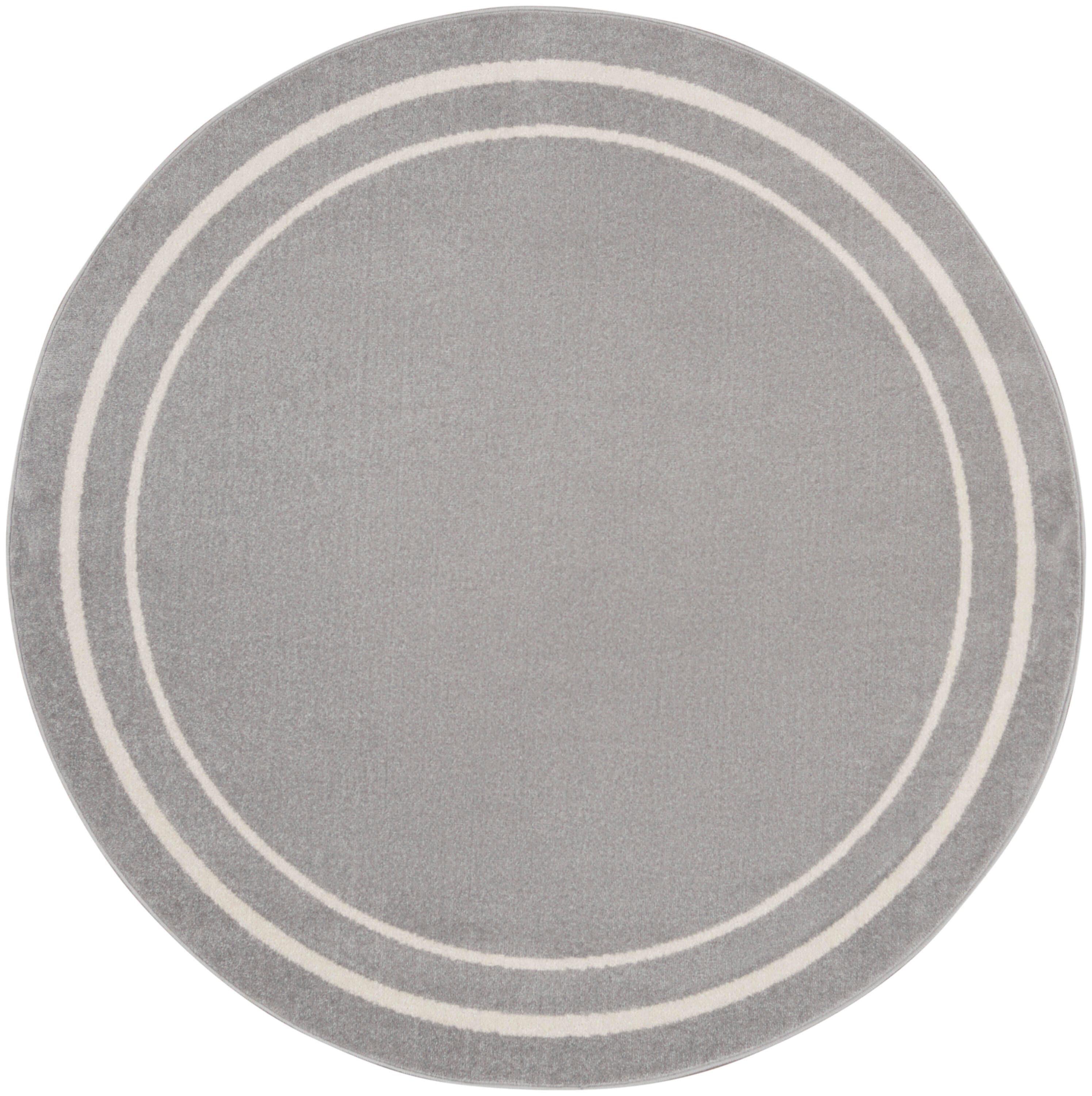 Nourison Home Outdoor Essentials 4' x Round Area Rug, Gray/Ivory, large