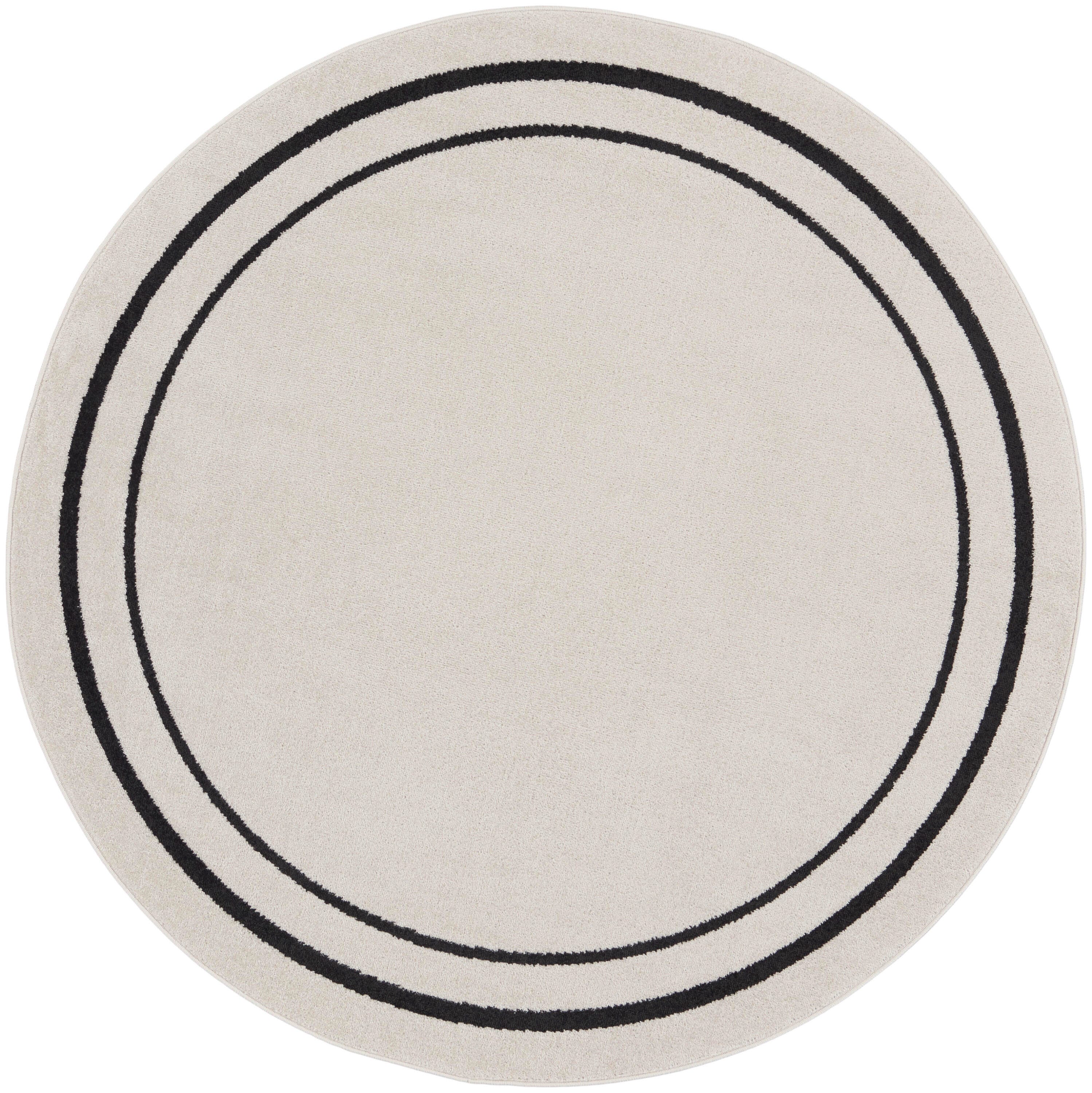 Nourison Home Outdoor Essentials 4' x Round Area Rug, Ivory/Black, large