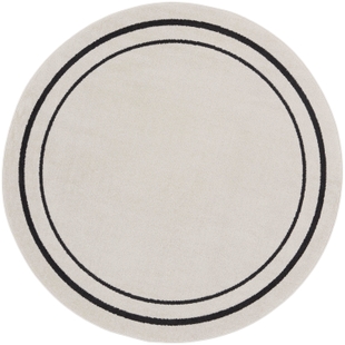 Nourison Home Outdoor Essentials 4' x Round Area Rug, Ivory/Black, large