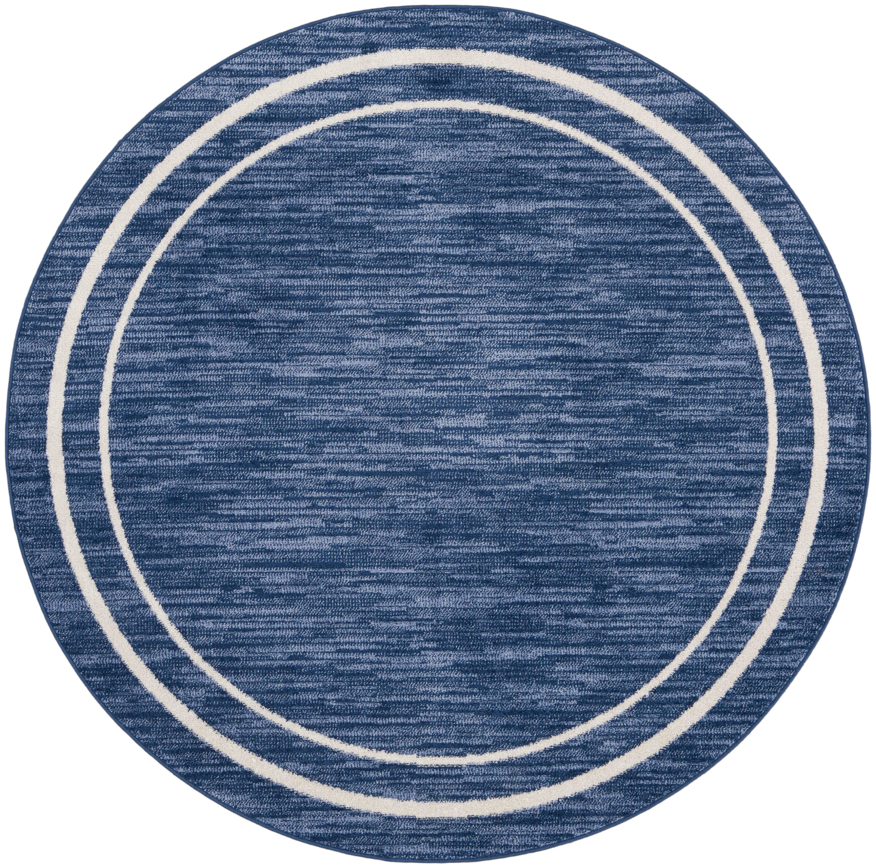 Nourison Home Outdoor Essentials 4' x Round Area Rug, Navy/Ivory, large