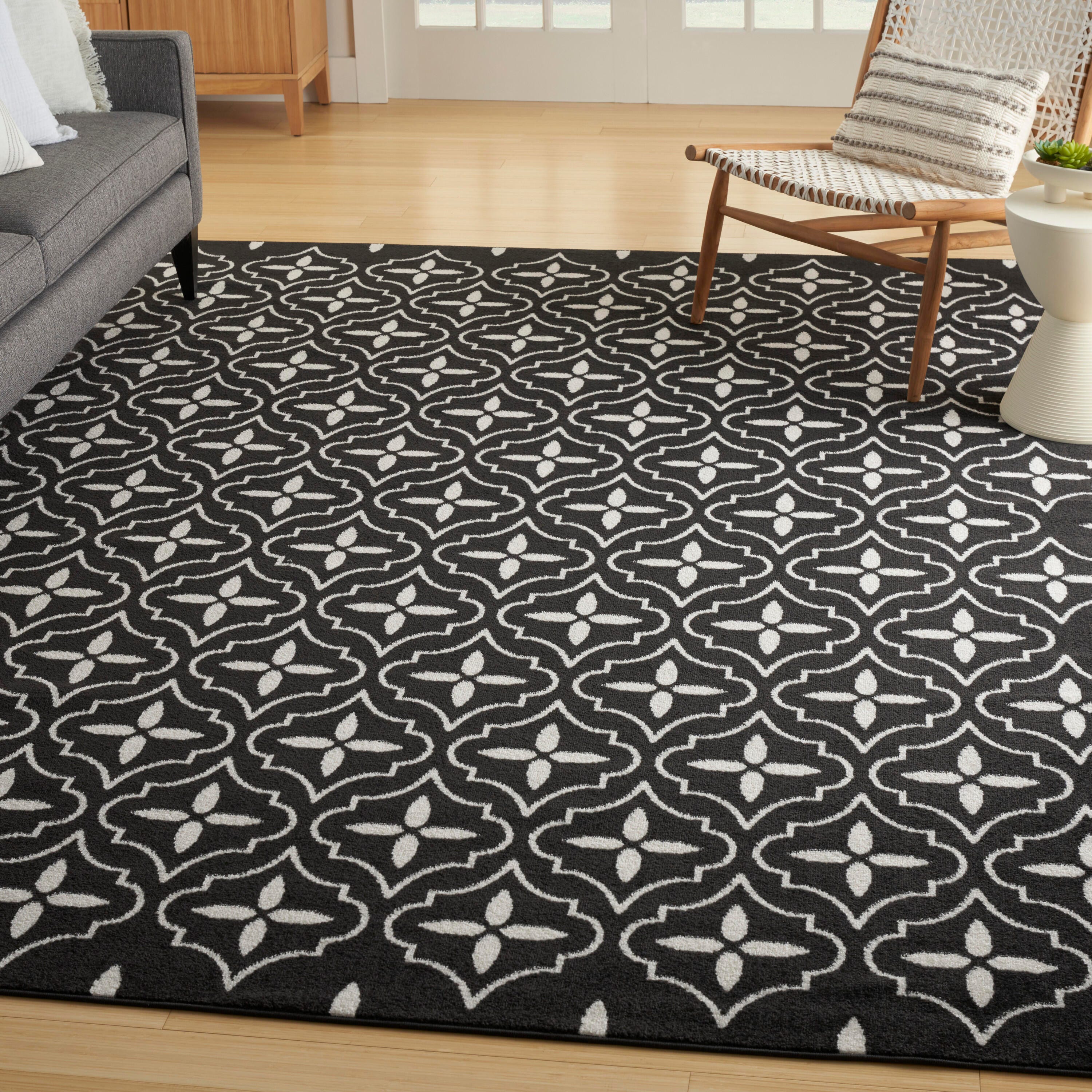 Nourison Home Outdoor Essentials 5' x 7' Area Rug, Black/Ivory, rollover