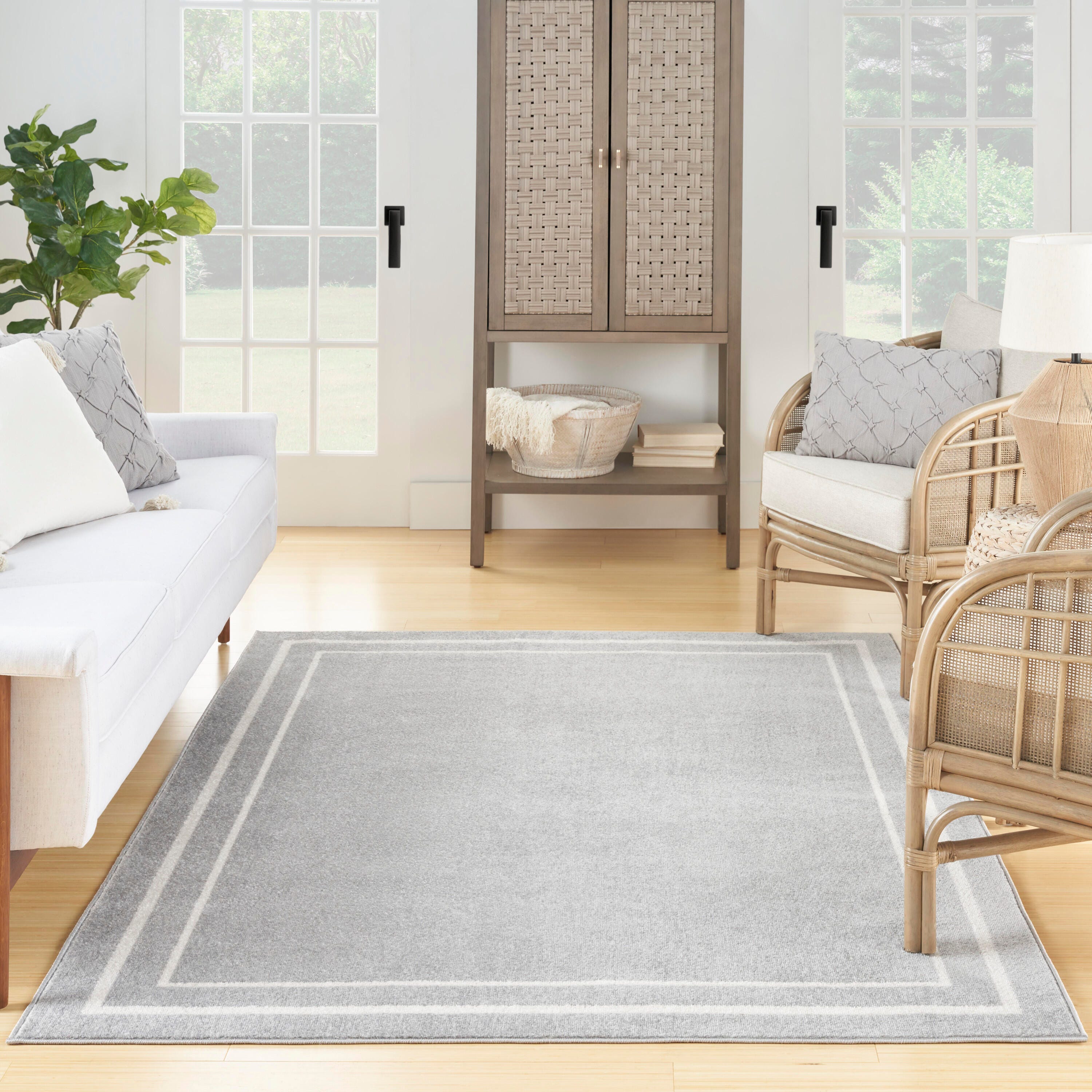 Nourison Home Outdoor Essentials 5' x 7' Area Rug, Gray/Ivory, large