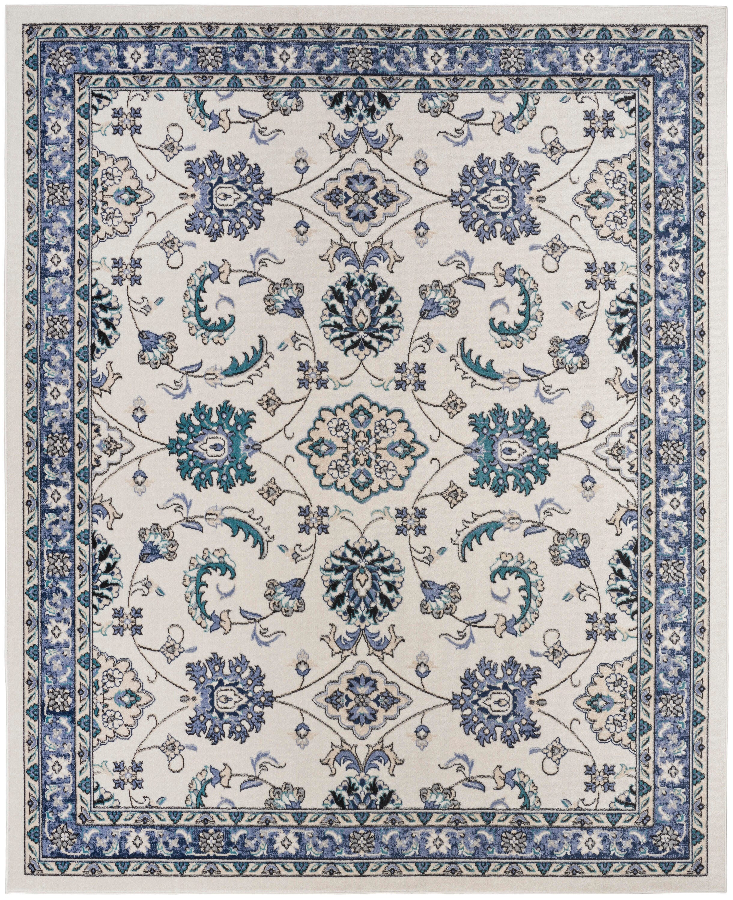 Nourison Home Outdoor Essentials 5' x 7' Area Rug, Ivory/Blue, large